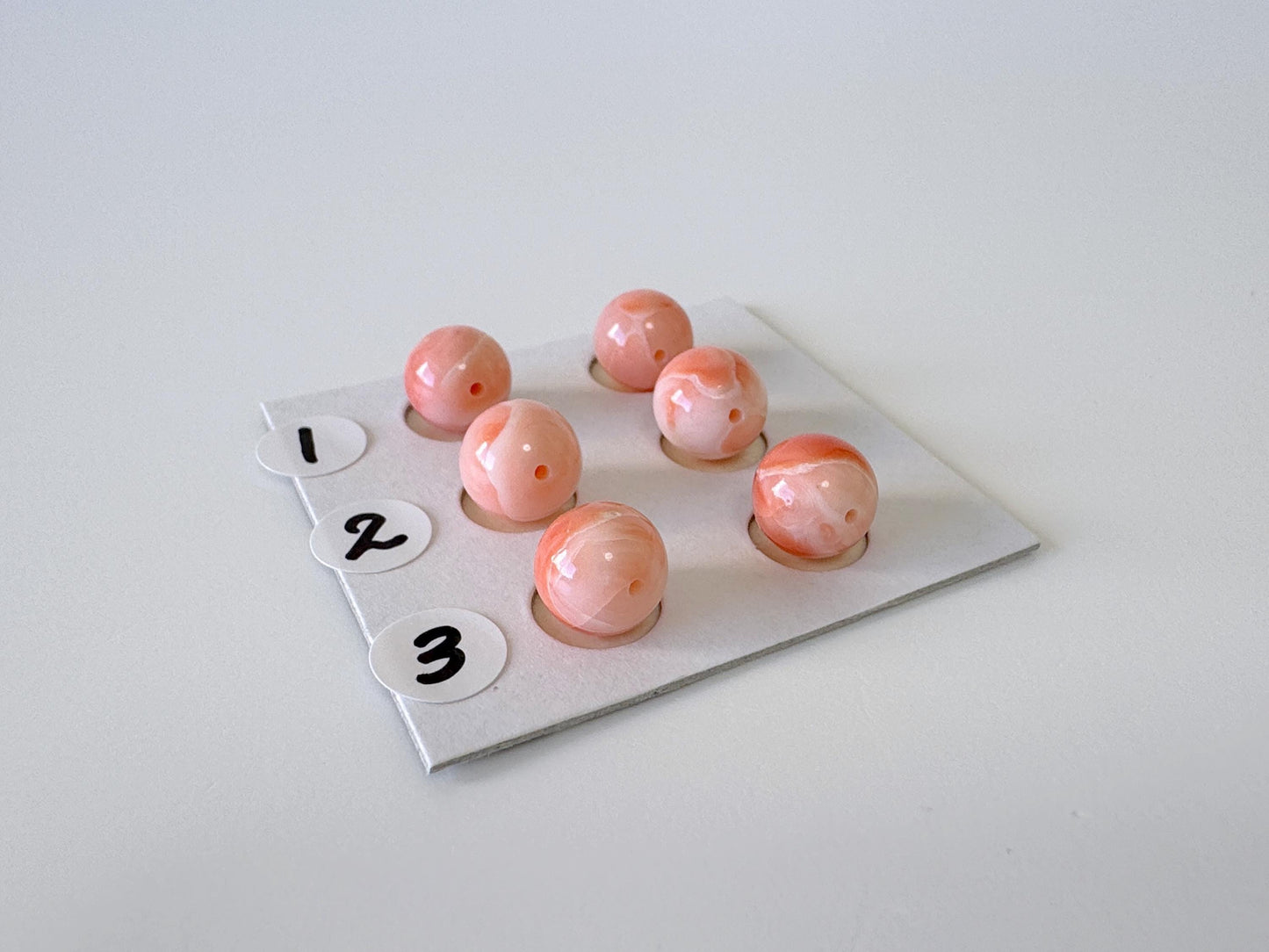 8-8.5mm Full Hole Natural Deep Sea Coral round loose, for earring sets or pendant, For Jewelry making, price per pair, Natural Color