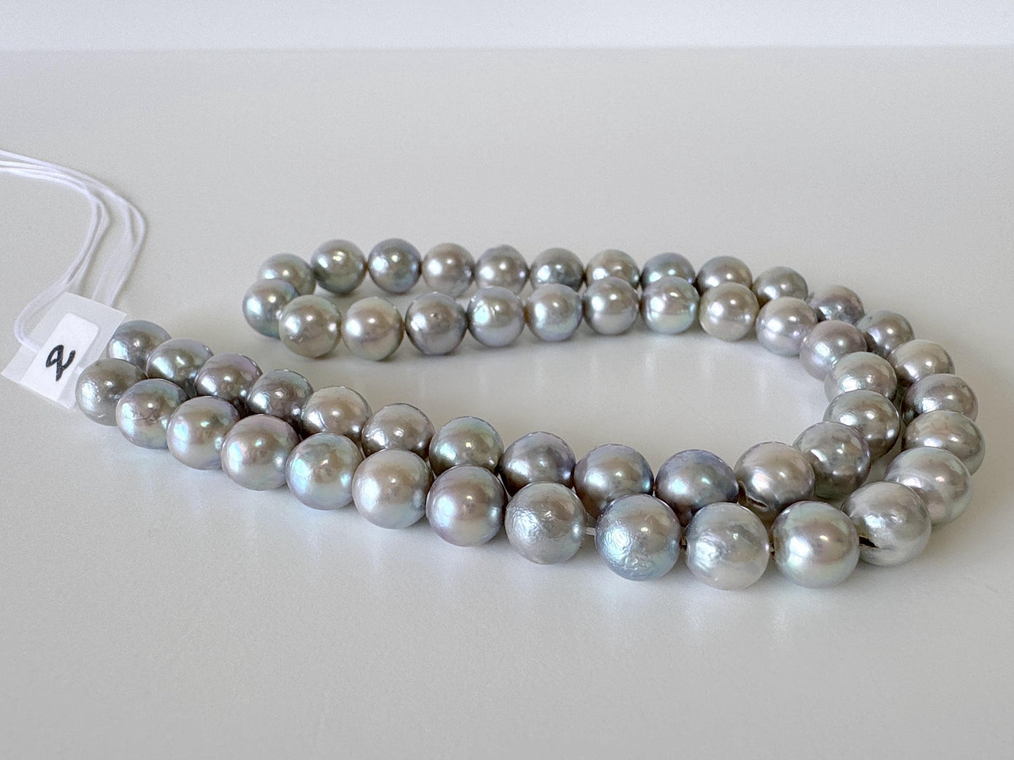 7.5-8mm Japanese Akoya Pearl Beads, Natural Blue/Silver color pearl, Genuine Akoya Pearl, Full Strand 40cm , 15.7", Salt water pearl