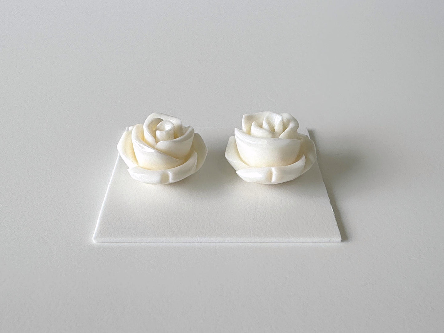 Natural White Coral Rose Loose Pair, 16-17mm , White Color Rose, Natural Color Coral Rose, Price per Pair, Genuine Precious Coral