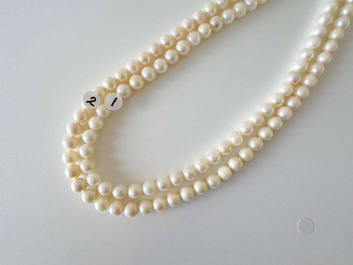 6.5-7mm Japanese White/Off-white Akoya Pearl Beads, Genuine Akoya Pearl, Full Strand, 40cm , 15.7", Cultured Salt water pearl