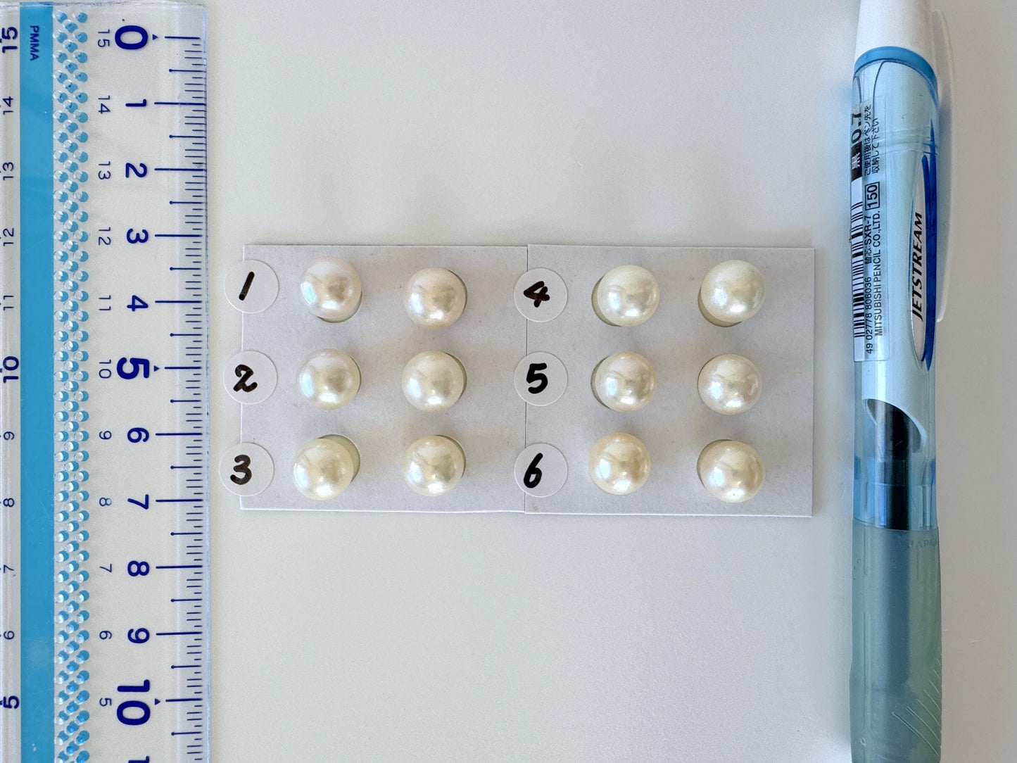 Japanese Cultured Akoya pearl 8.5-9mm, Natural Cream Color, Half-Drilled Round loose, Price per pair, Salt water pearl