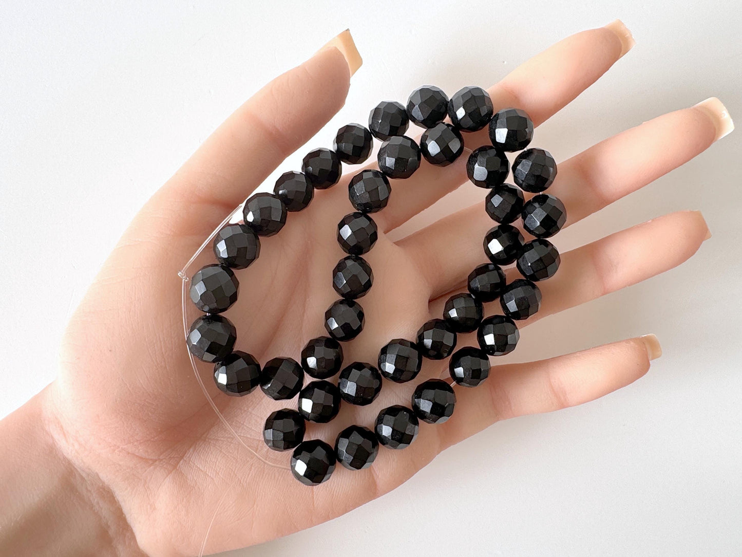 Natural Black Jet 10mm Faceted (Rhombus faceted) Beads strands, 15.7inches, 40cm For jewelry making, price per strand