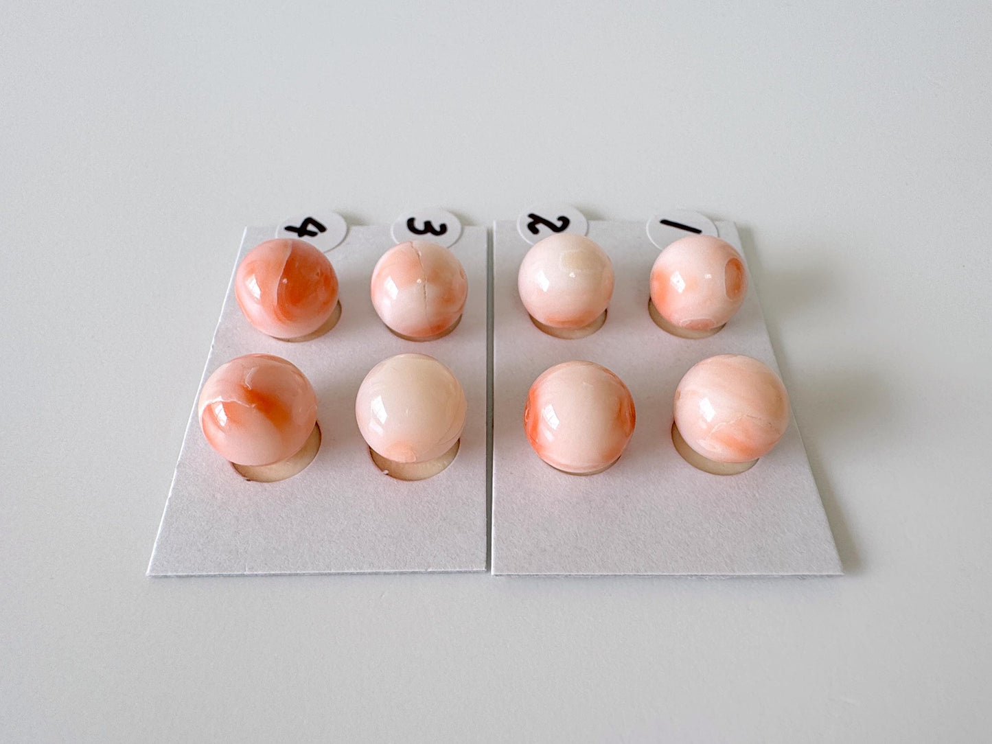 9.5-9.8mm Full Hole Natural deep sea coral round loose, Pink/Orange/White Coral, For earring sets or pendant, price per pair, Natural Color