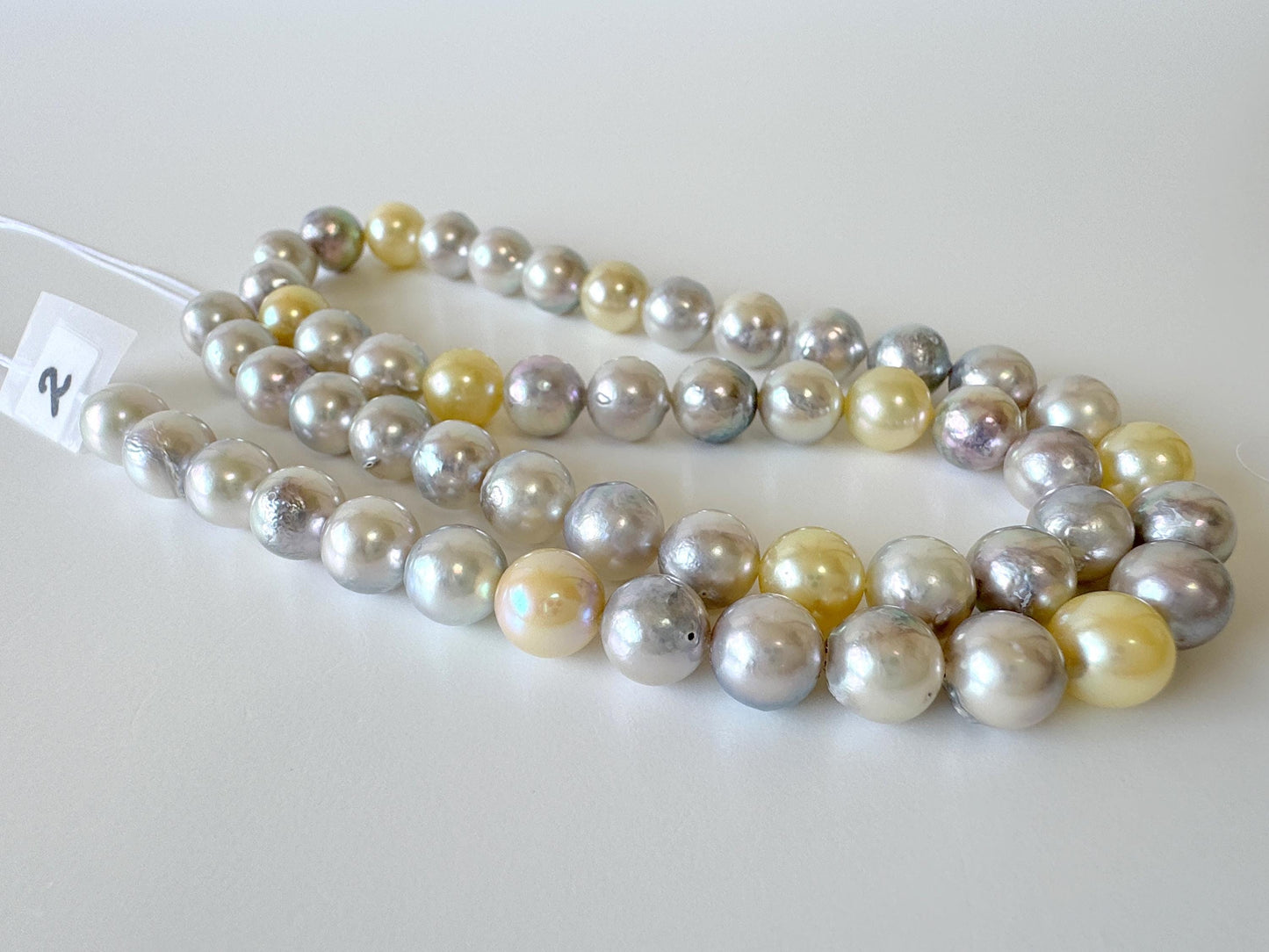 7.5-8mm Japanese Akoya Pearl Beads, Natural blue/silver/yellow/white color pearl, Genuine Salt water Akoya Pearl, Full Strand, 40cm , 15.7"