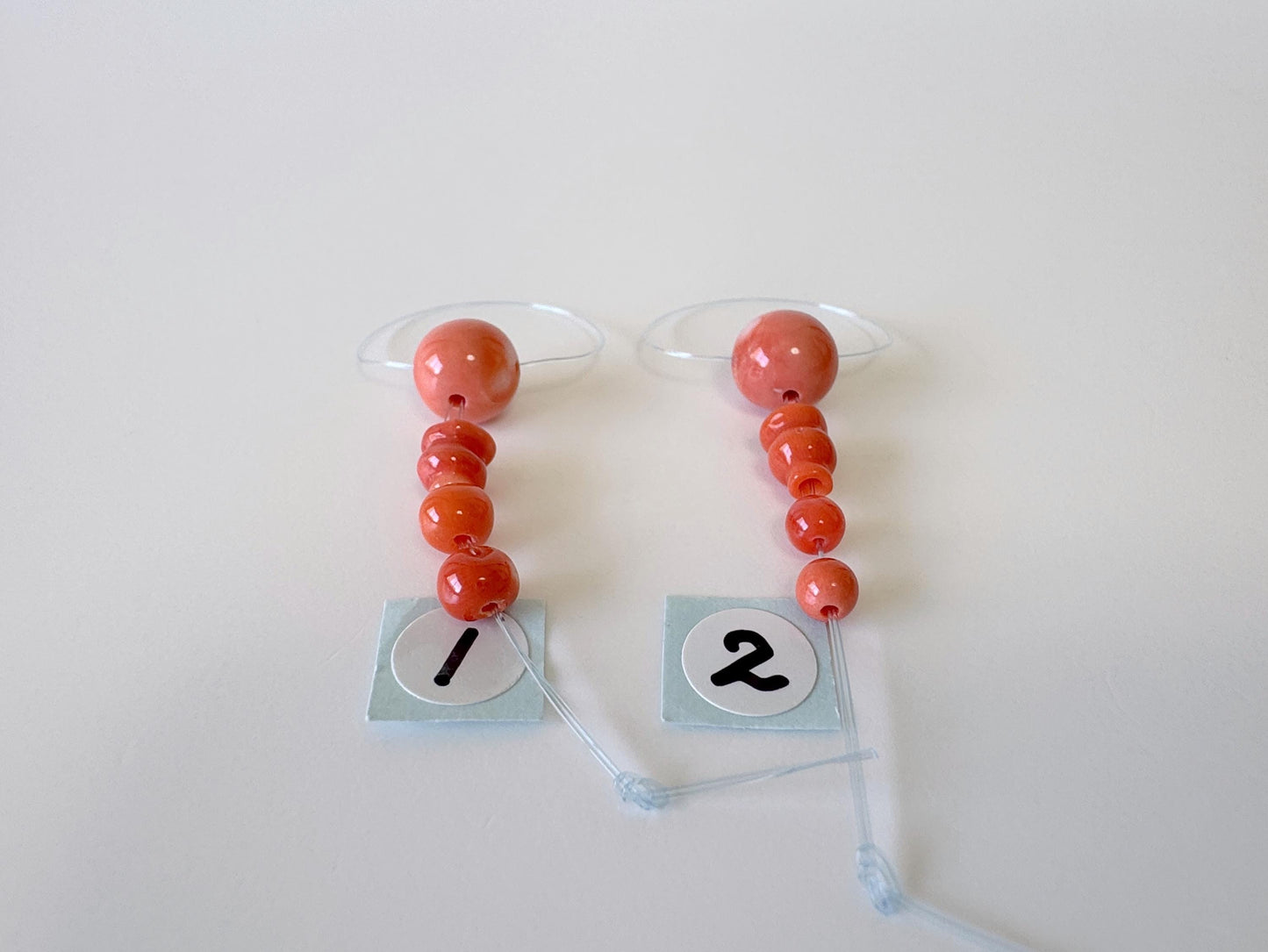Natural Japanese Momo Coral Guru beads Three holes T beads & cone, Natural Orange color, Mala making beads, For jewelry making, Prayer beads