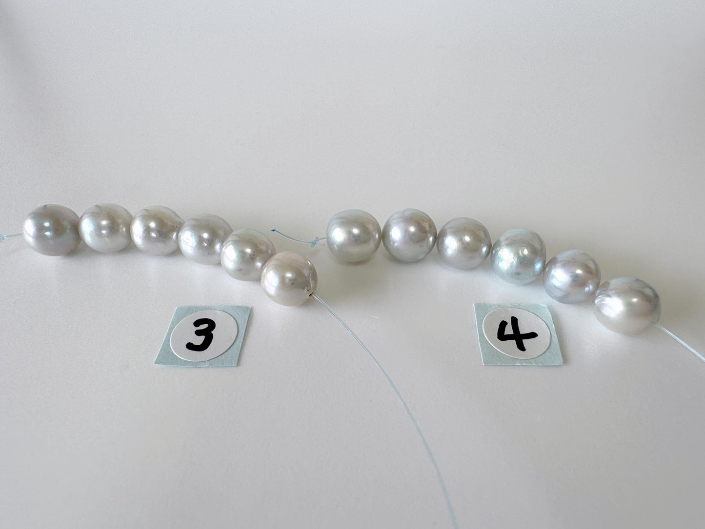Japanese Blue/Silver color (cobalt treated) Akoya Pearl Beads, 7-7.5mm, Mini Strand, Short Strand of 6 Pieces, Cultured in Sea Water