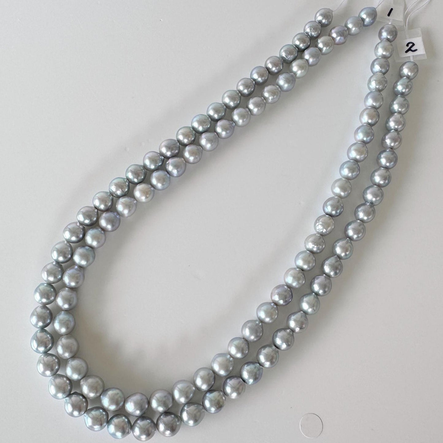 7.5-8mm Japanese Akoya Pearl Beads, Natural Blue/Silver color pearl, Genuine Akoya Pearl, Full Strand 40cm , 15.7", Salt water pearl