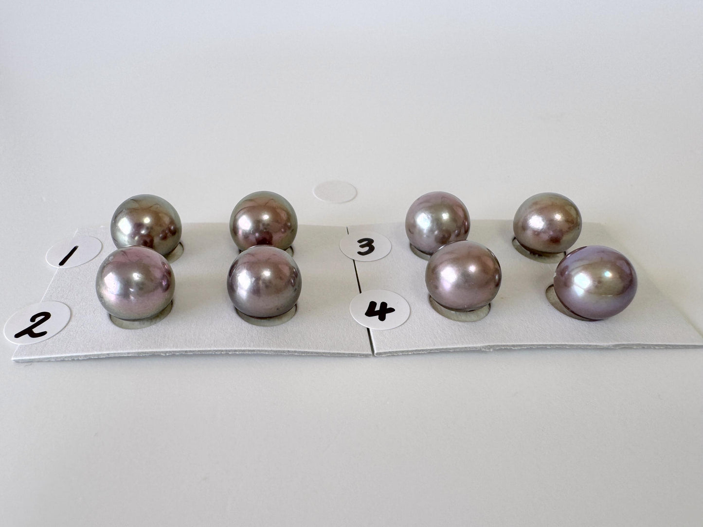 Japanese Black/Peacock Black Akoya Pearl 9.5-10mm, Half-Drilled Round loose, Price per pair, Salt water pearl