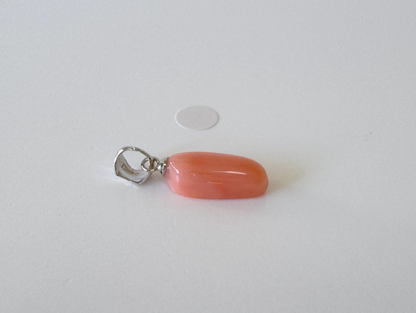 Natural Deep Sea Coral Unique Shaped Pendant, 16.4x8.1mm, Natural Pink/Orange color coral, Silver (Rhodium-Plated) bail