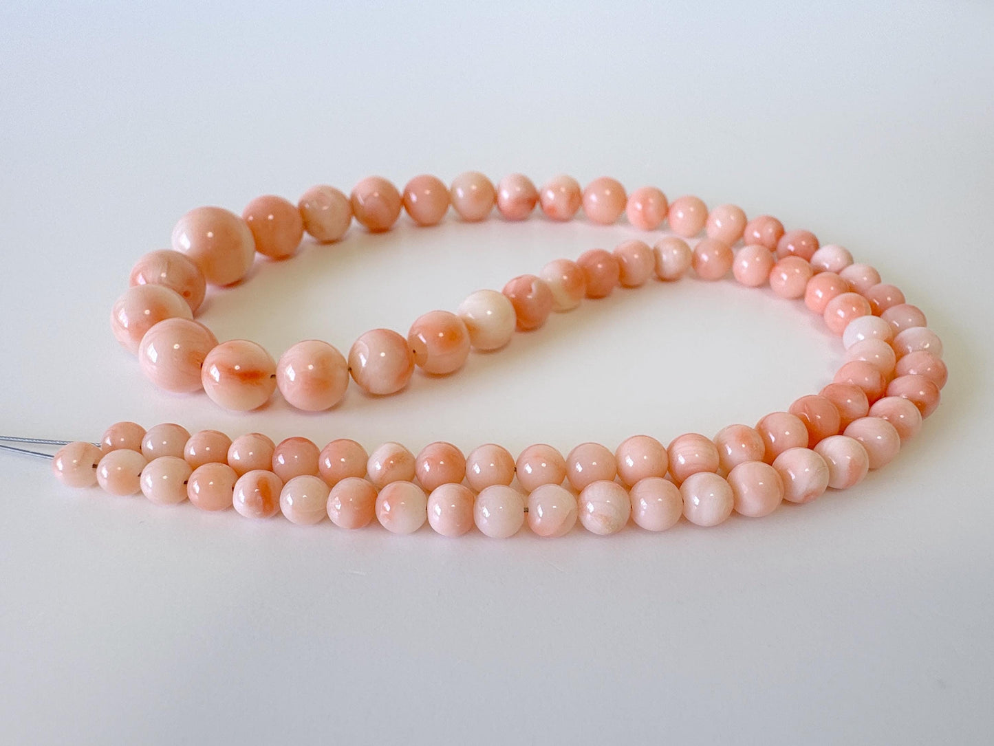 Natural Deep Sea Coral 4-10mm Round Beads Strand, Genuine Natural Pink / Orange Color, 41cm, 16in, For Jewelry Making