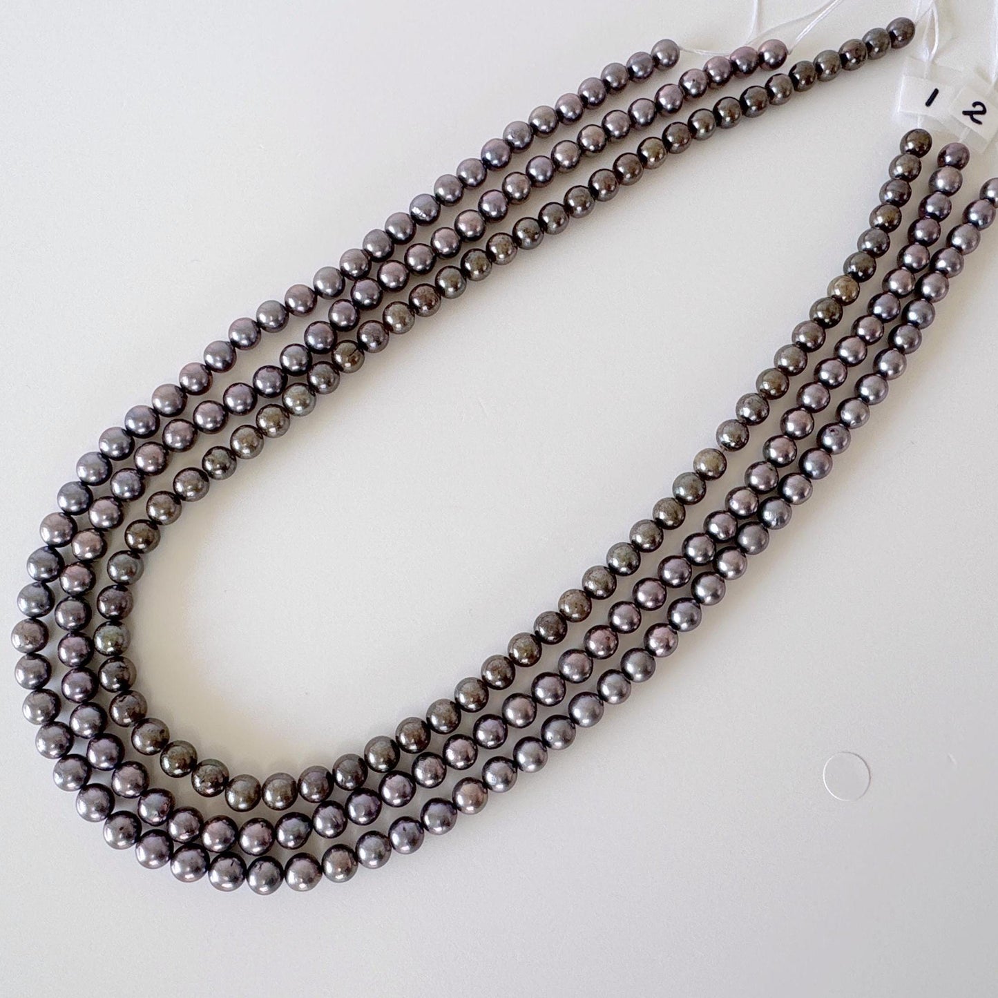 5.5-6mm Japanese Black/Black peacock Akoya Pearl Beads, Full Strand, 40cm , 15.7", Salt Water cultured pearl