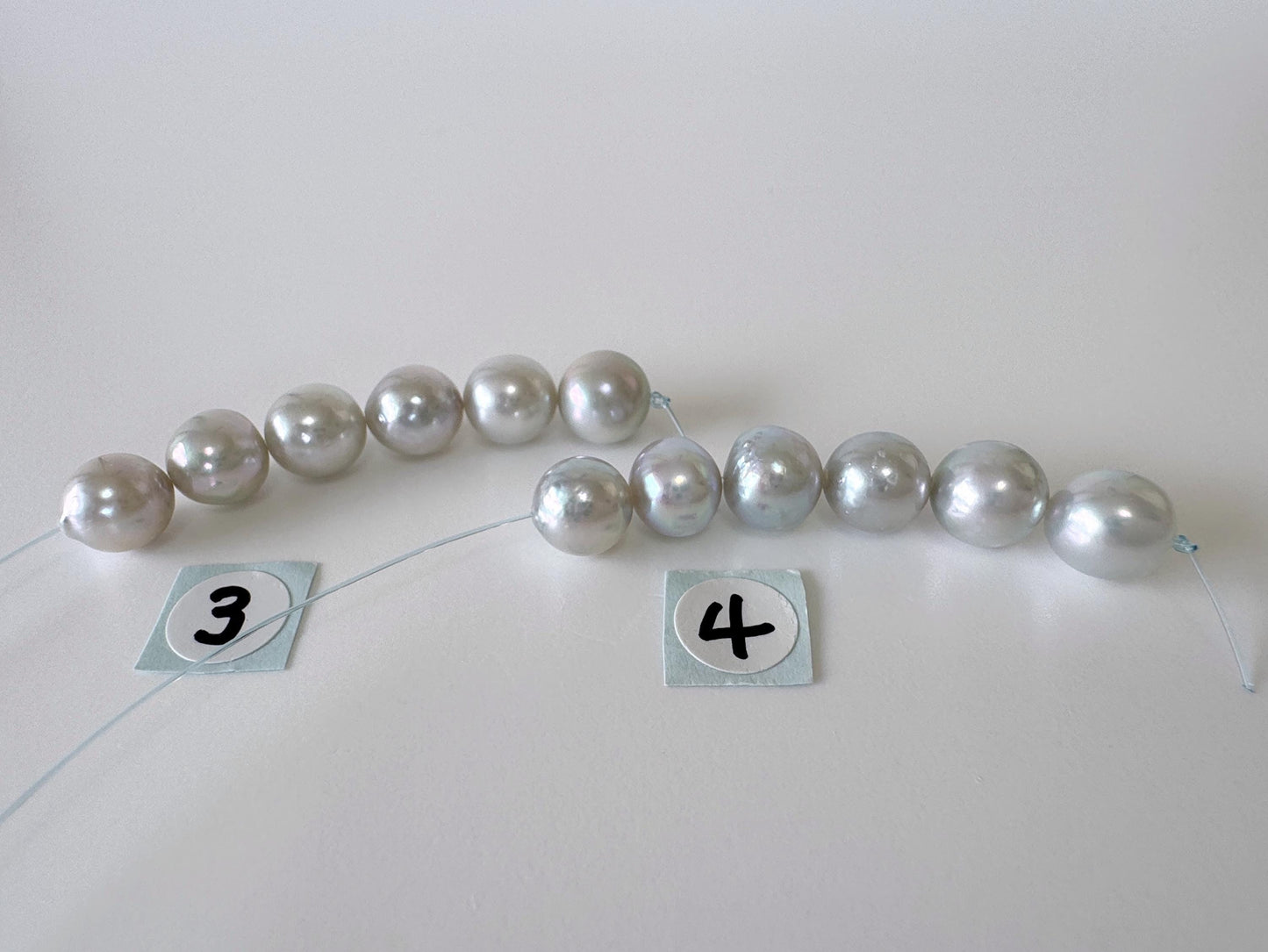 Japanese Blue/Silver color (cobalt treated) Akoya Pearl Beads, 7-7.5mm, Mini Strand, Short Strand of 6 Pieces, Cultured in Sea Water
