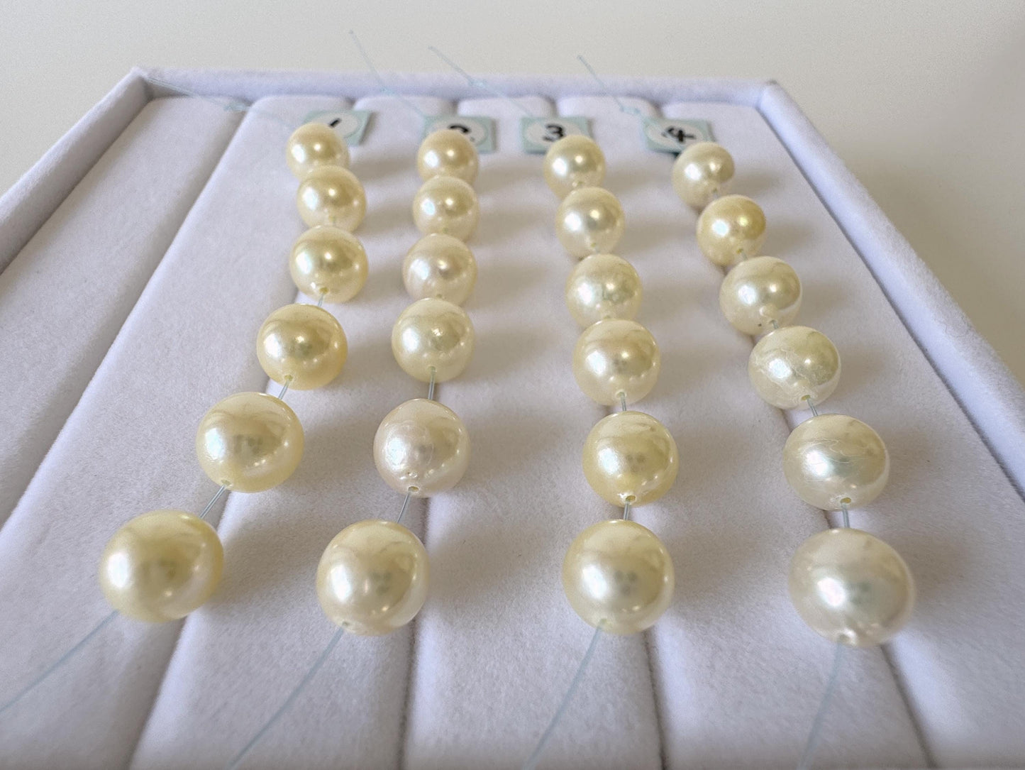 Japanese Cream/Yellow Akoya Pearl Beads, 7-7.5mm, Mini Strand, Short Strand, 6 Pieces, Genuine Akoya Pearl, Cultured in Sea Water
