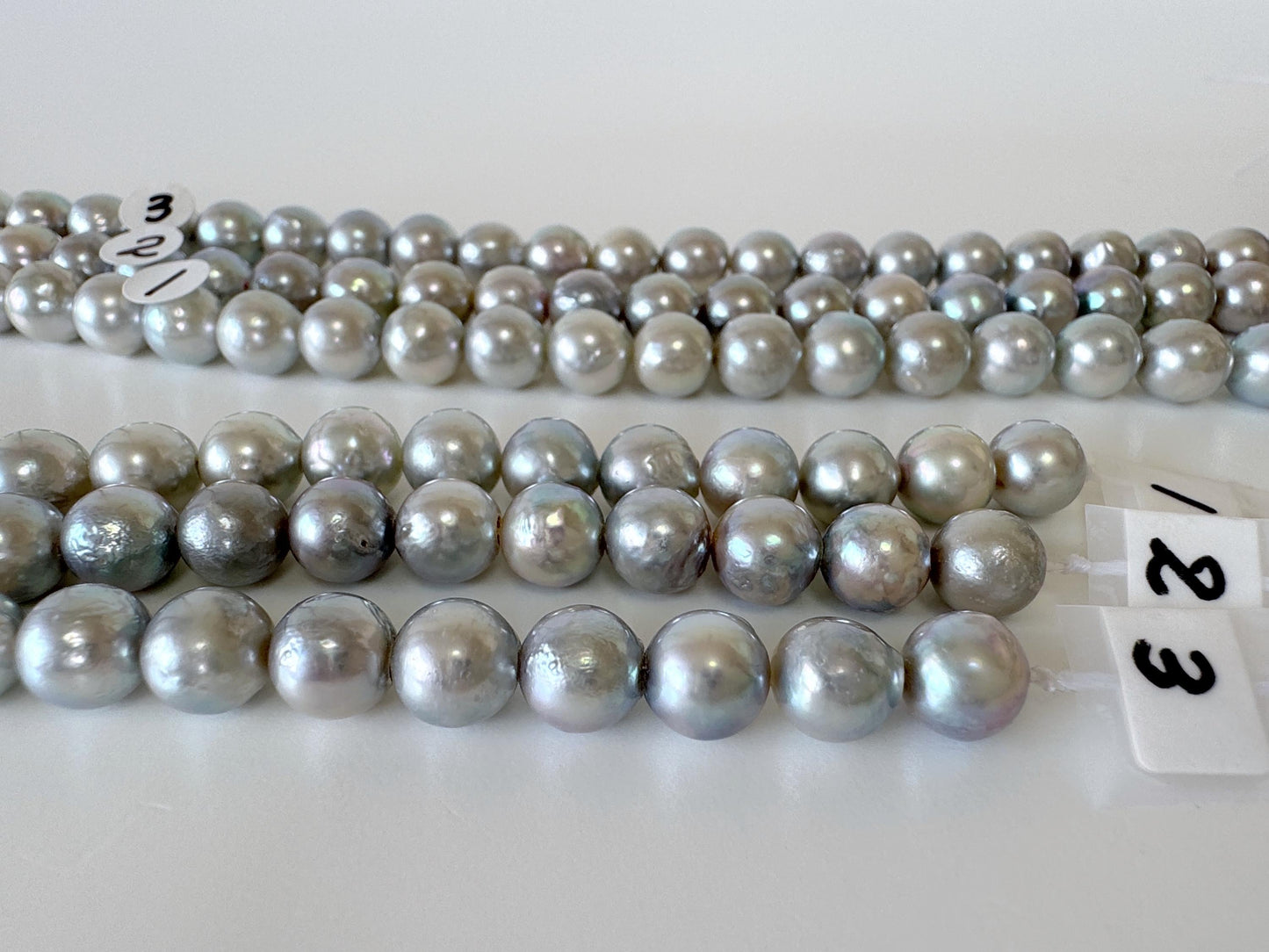 7.5-8mm Japanese Akoya Pearl Beads, Natural Blue/Silver color pearl, Genuine Akoya Pearl, Full Strand 40cm , 15.7", Salt water pearl