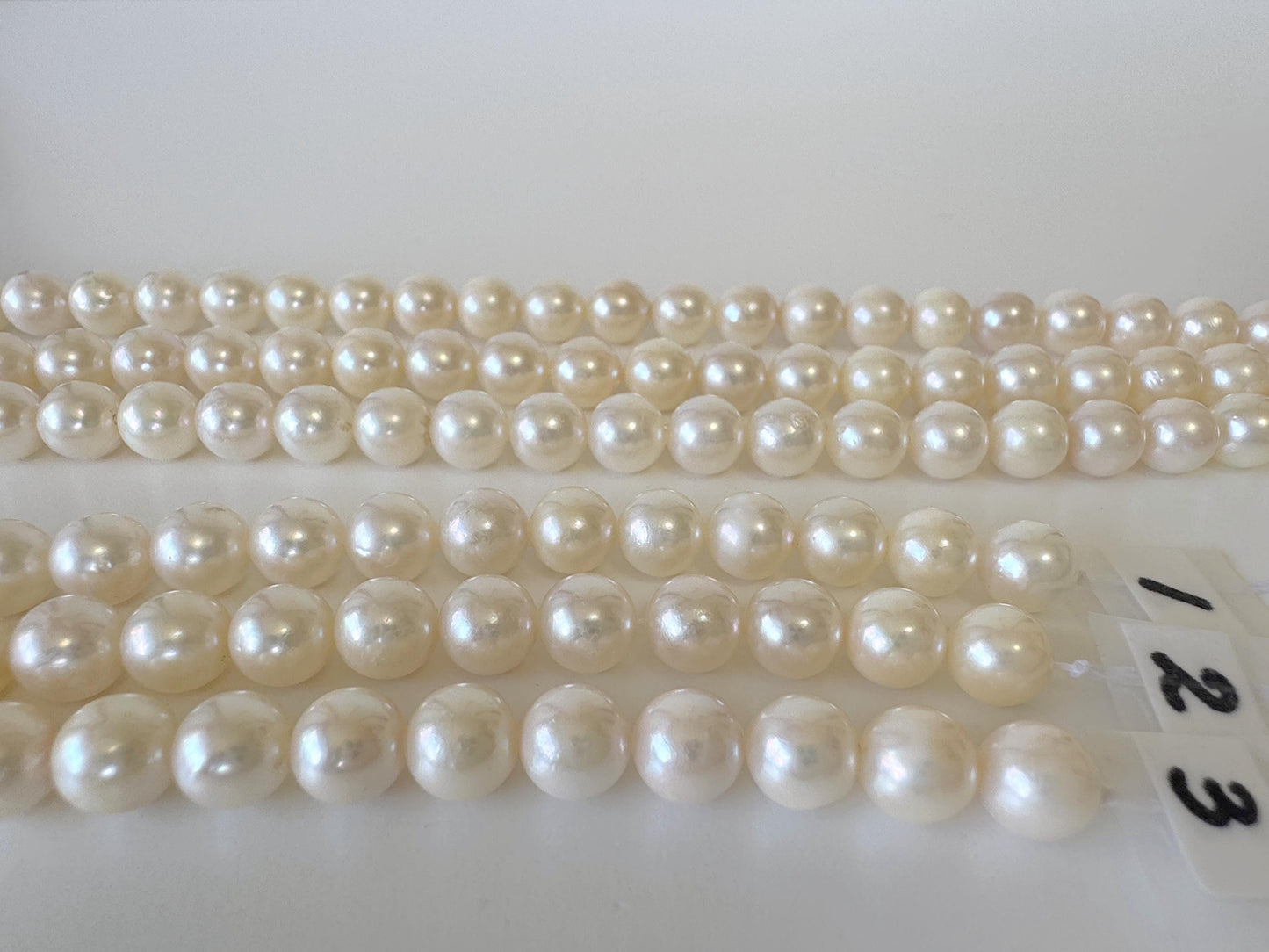 7-7.5mm Japanese White Akoya Pearl Beads, Genuine Akoya Pearl, Full Strand, 40cm , 15.7", Cultured Salt water pearl + Extra 5 pieces