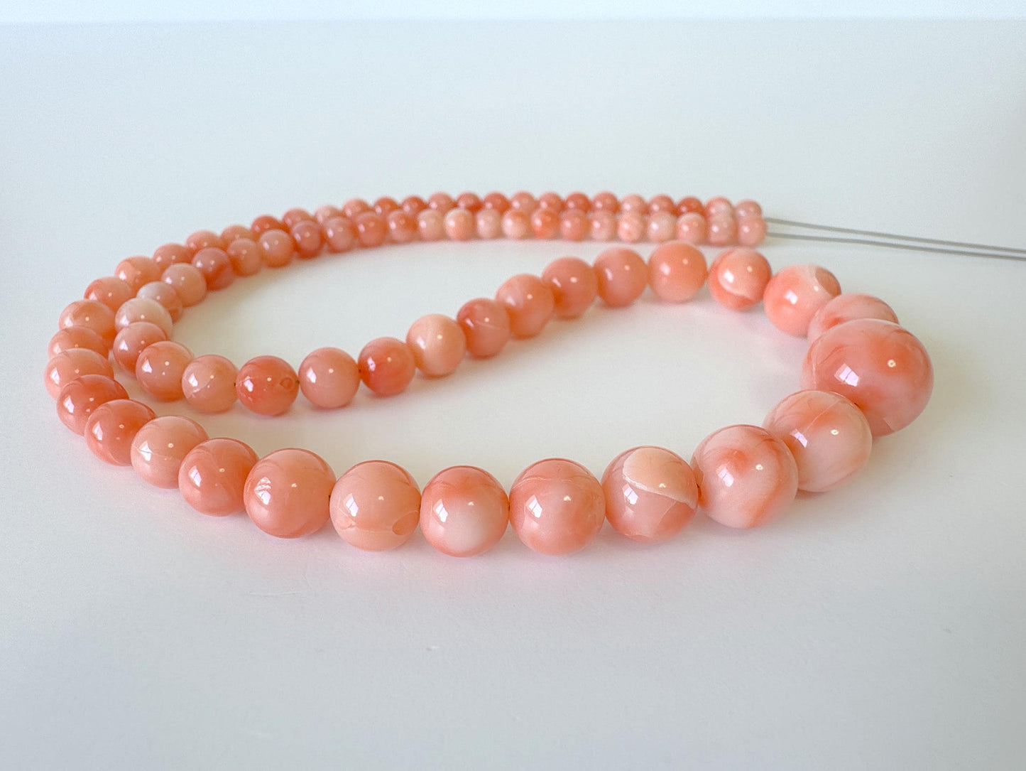 Natural Deep Sea Coral 4.5-11.4mm Round Beads Strand, Genuine Natural Pink / Orange Color, 41cm, 16in, For Jewelry Making