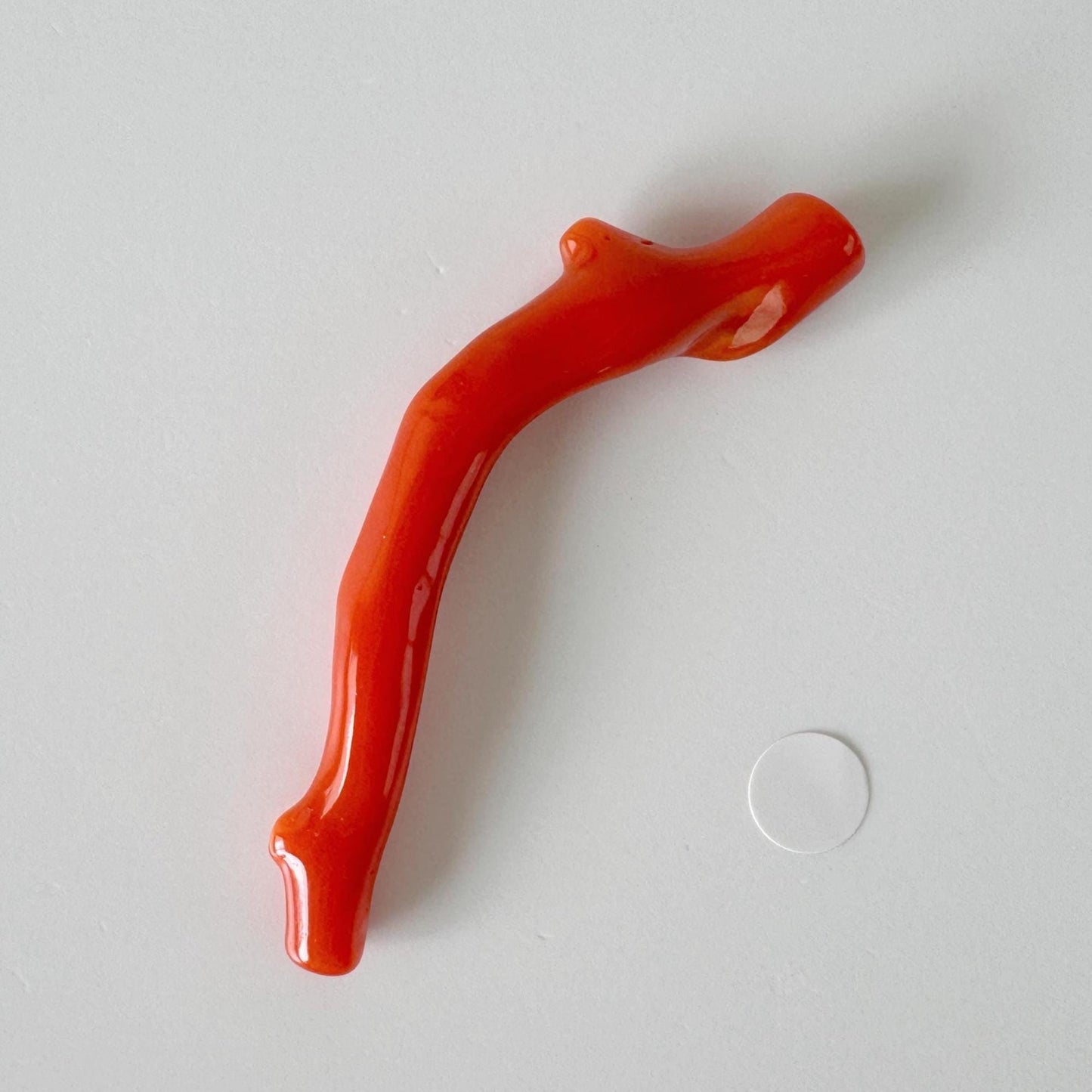 Japanese red(Aka) coral branch, 55mm, Hole on top, Natural vermilion color coral for jewelry making