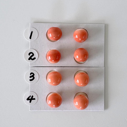 7.9-8.5mm Full-hole Natural Momo Coral Semi-Round Loose, Orange coral, for earring sets, natural color, price per pair, For jewelry making