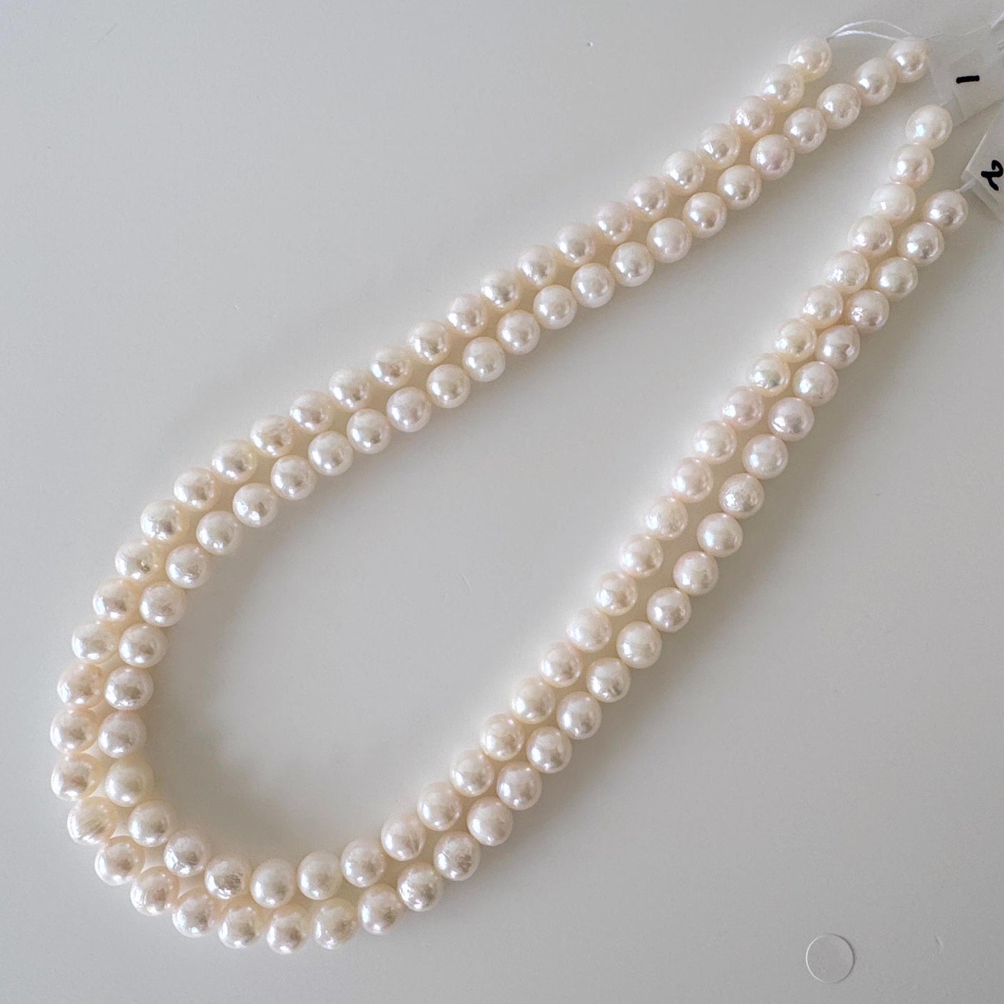 7.5-8mm Japanese White/Pink Akoya Pearl Beads, Genuine Akoya Pearl, Full Strand, 40cm , 15.7", Cultured Salt water pearl