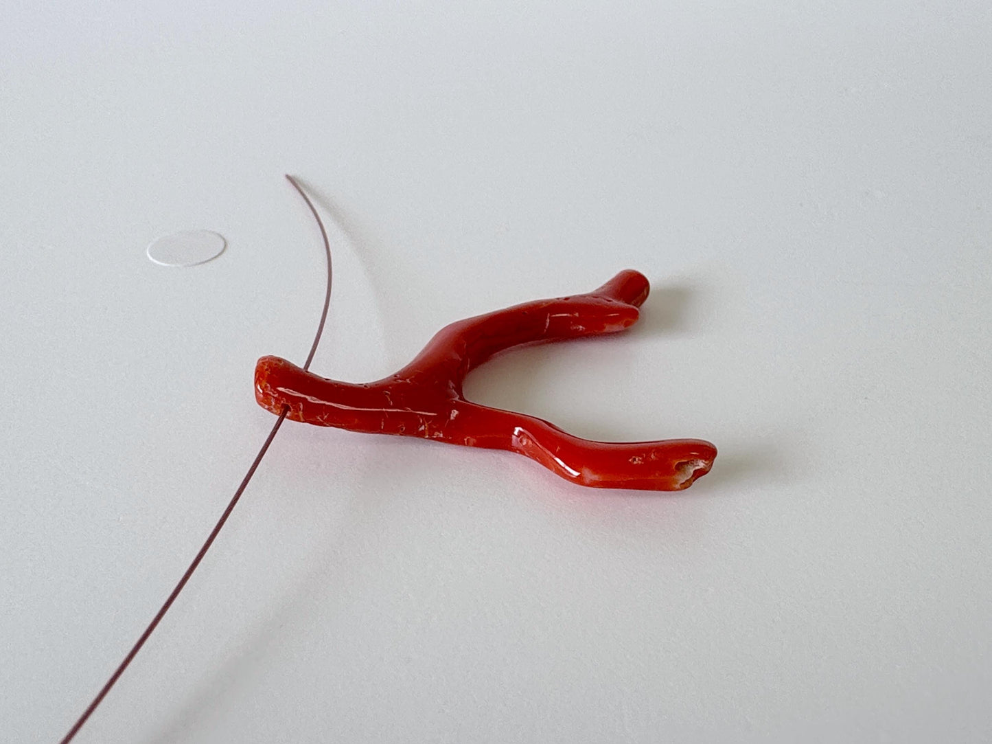 Japanese red(Aka) coral branch, 35mm, side full hole, natural red color coral for jewelry making