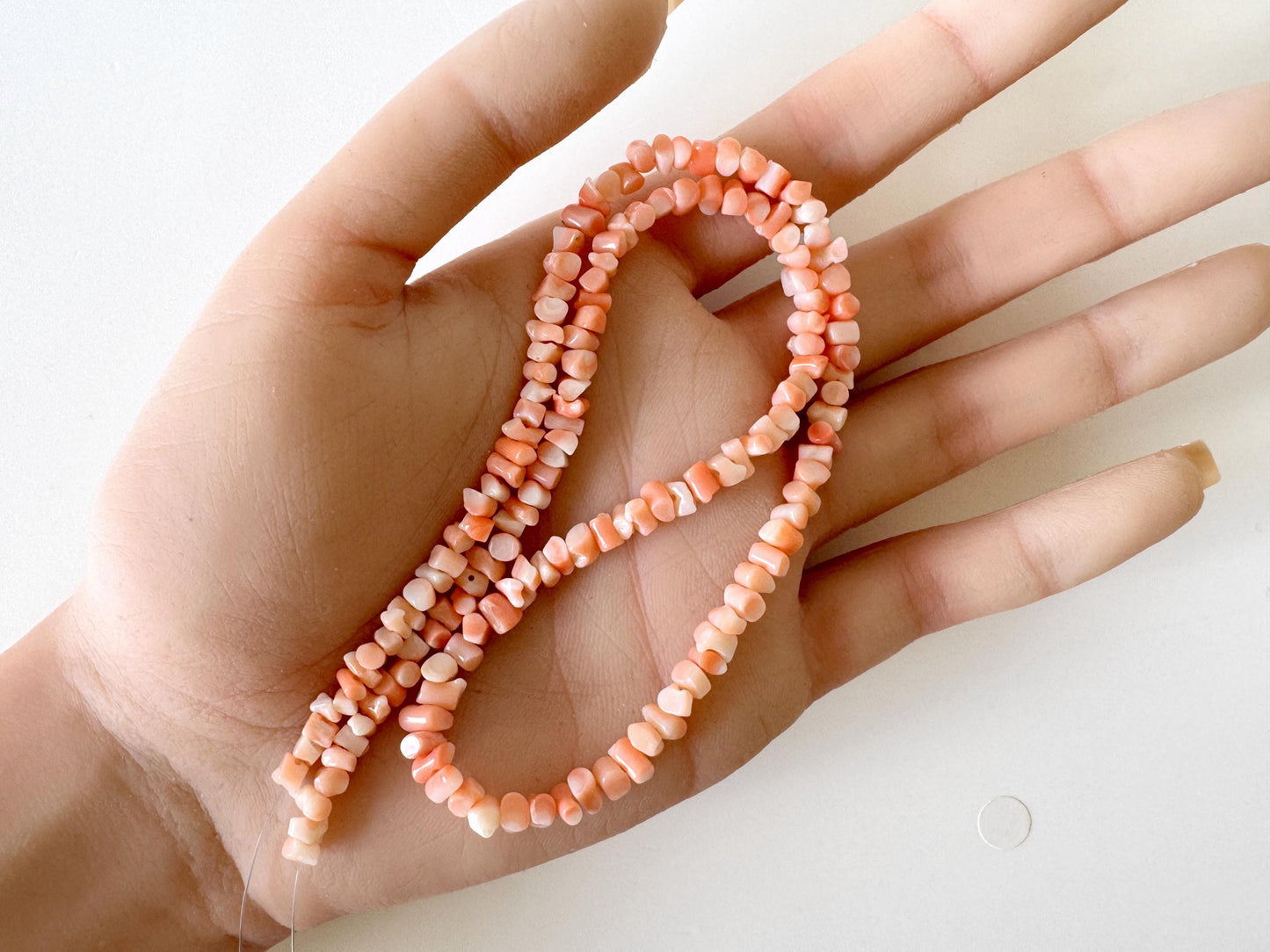 Natural Coral Strand - Pink/Orange Deep Sea Branch - Genuine Coral Beads, 15.7 Inch Length, Jewelry Making Supplies