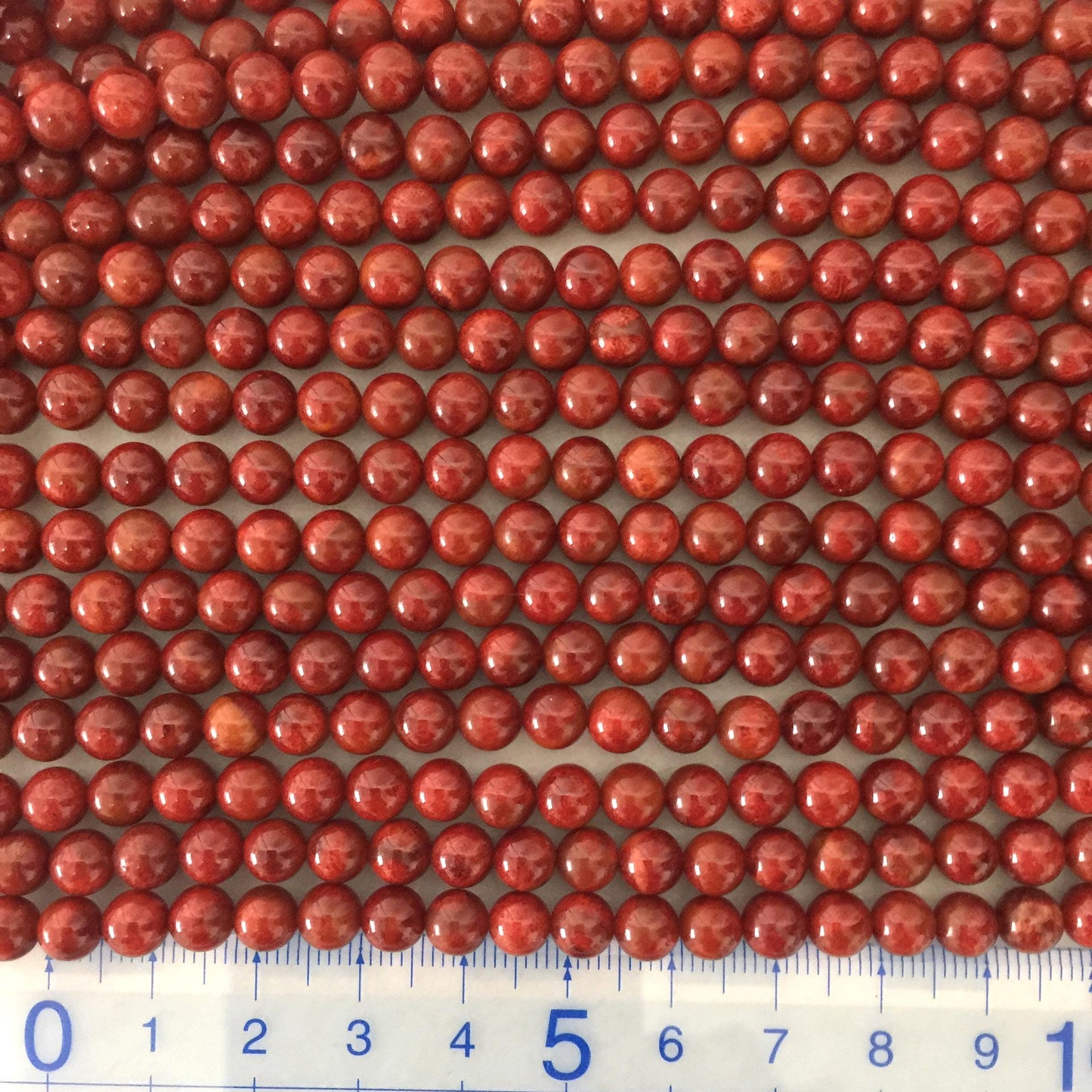 Natural sponge coral 6-6.5mm strands, Very deep red color, 15.7inches, 40cm, Apple coral strands, Price per strand