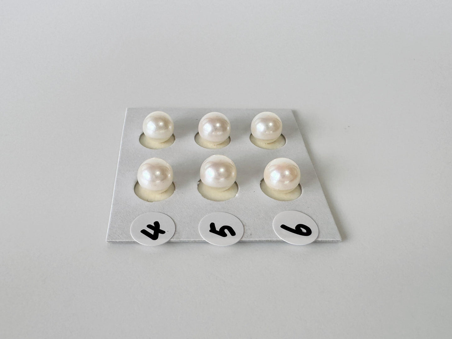 Japanese Akoya Cultured Pearl 7-7.5mm, Natural White Color, Half-Drilled Round loose, Price per Pair, Salt water pearl