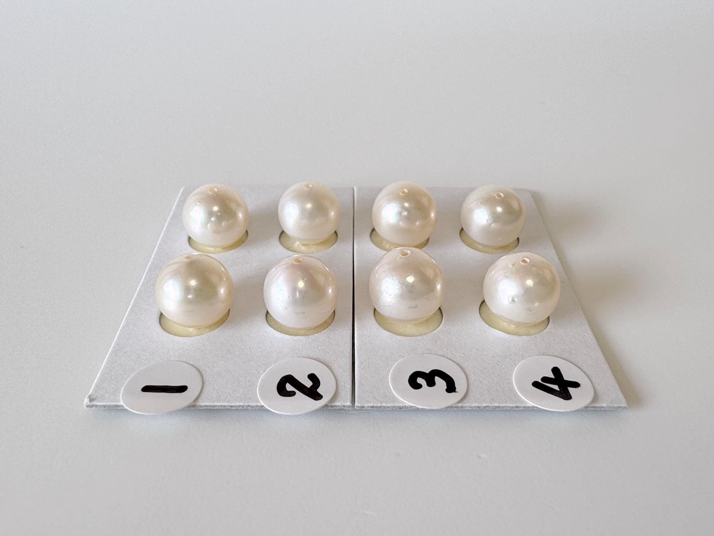 Japanese White Akoya Cultured Pearl 8.4-9mm, Genuine Akoya Pearl, Half-Drilled Round loose, Price per Pair, Salt water pearl