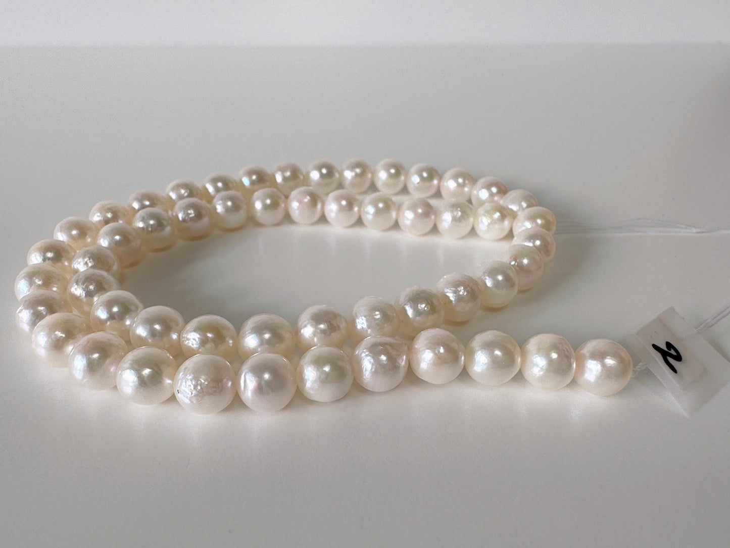 7.5-8mm Japanese White/Pink Akoya Pearl Beads, Genuine Akoya Pearl, Full Strand, 40cm , 15.7", Cultured Salt water pearl