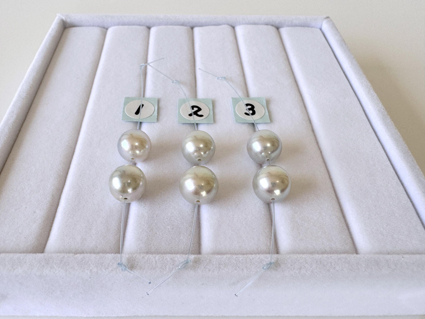 Japanese Blue/Silver (Natural color) Akoya Pearl Beads, 8-8.5mm, Mini Strand, 2 Pieces, Short Strand, Salt water pearl, Genuine Akoya Pearl