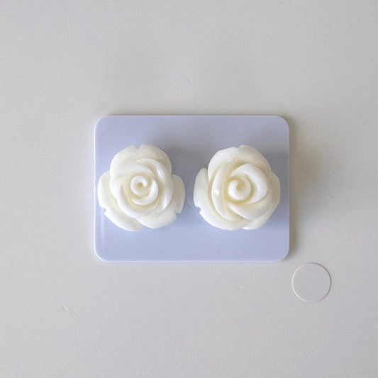 Natural White Coral Rose Loose Pair, 17mm, White Color Rose, Natural Color Coral Rose, Price per Pair, Genuine Precious Coral