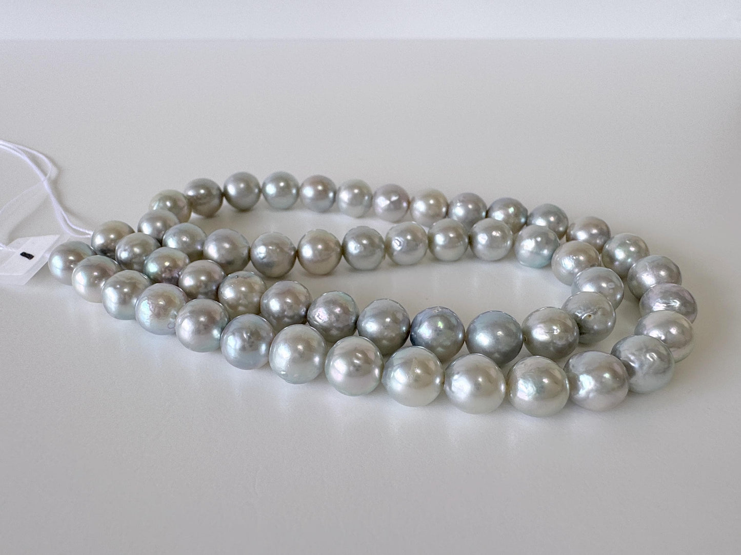 7.5-8mm Japanese Akoya Pearl Beads, Natural Blue/Silver color pearl, Genuine Akoya Pearl, Full Strand 40cm , 15.7", Salt water pearl