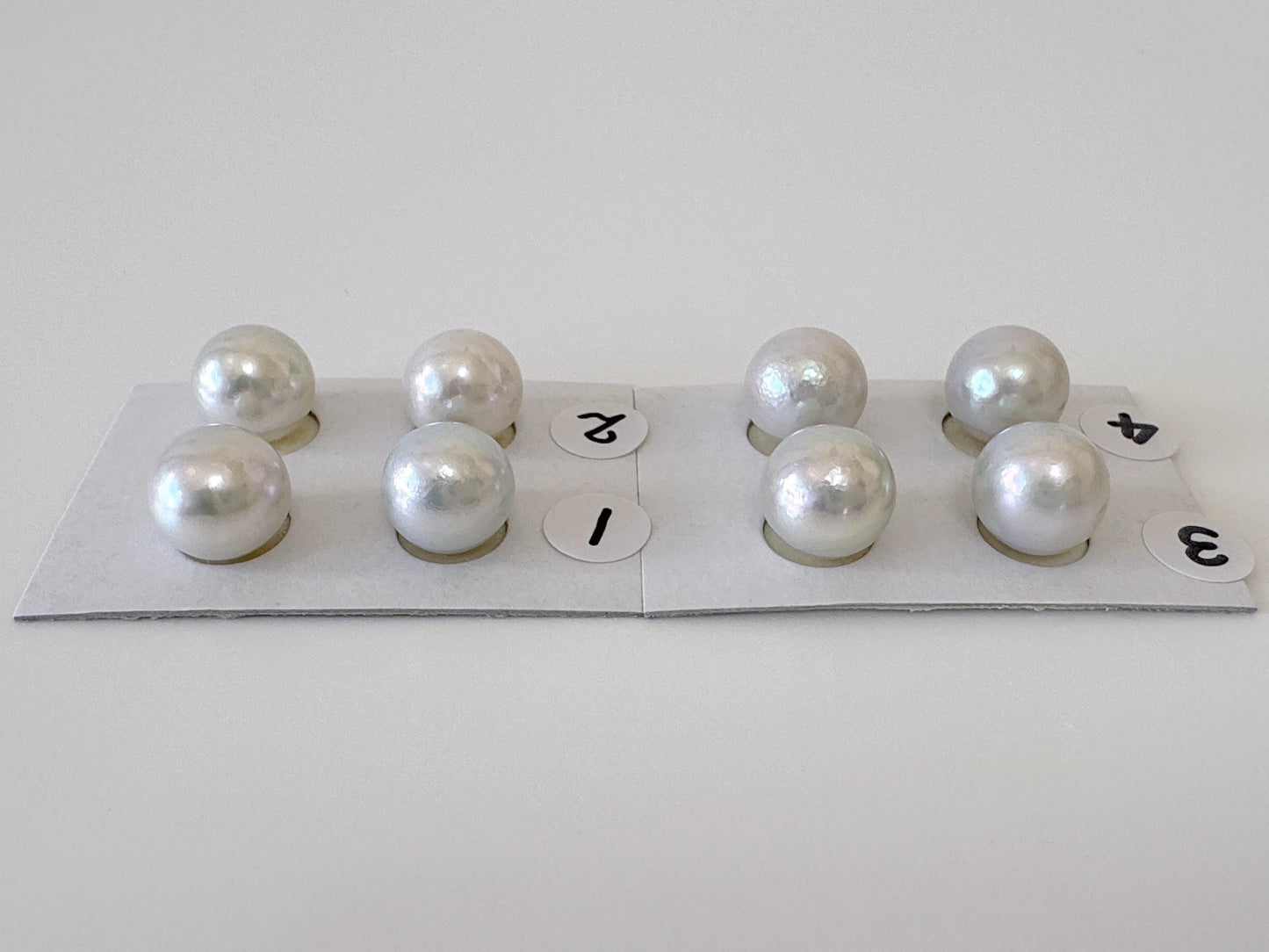 Japanese Akoya pearl 9.5mm, Light Blue Color, Half-Drilled Round/Semi-round loose, Natural Color, Price per Pair, Salt water pearl
