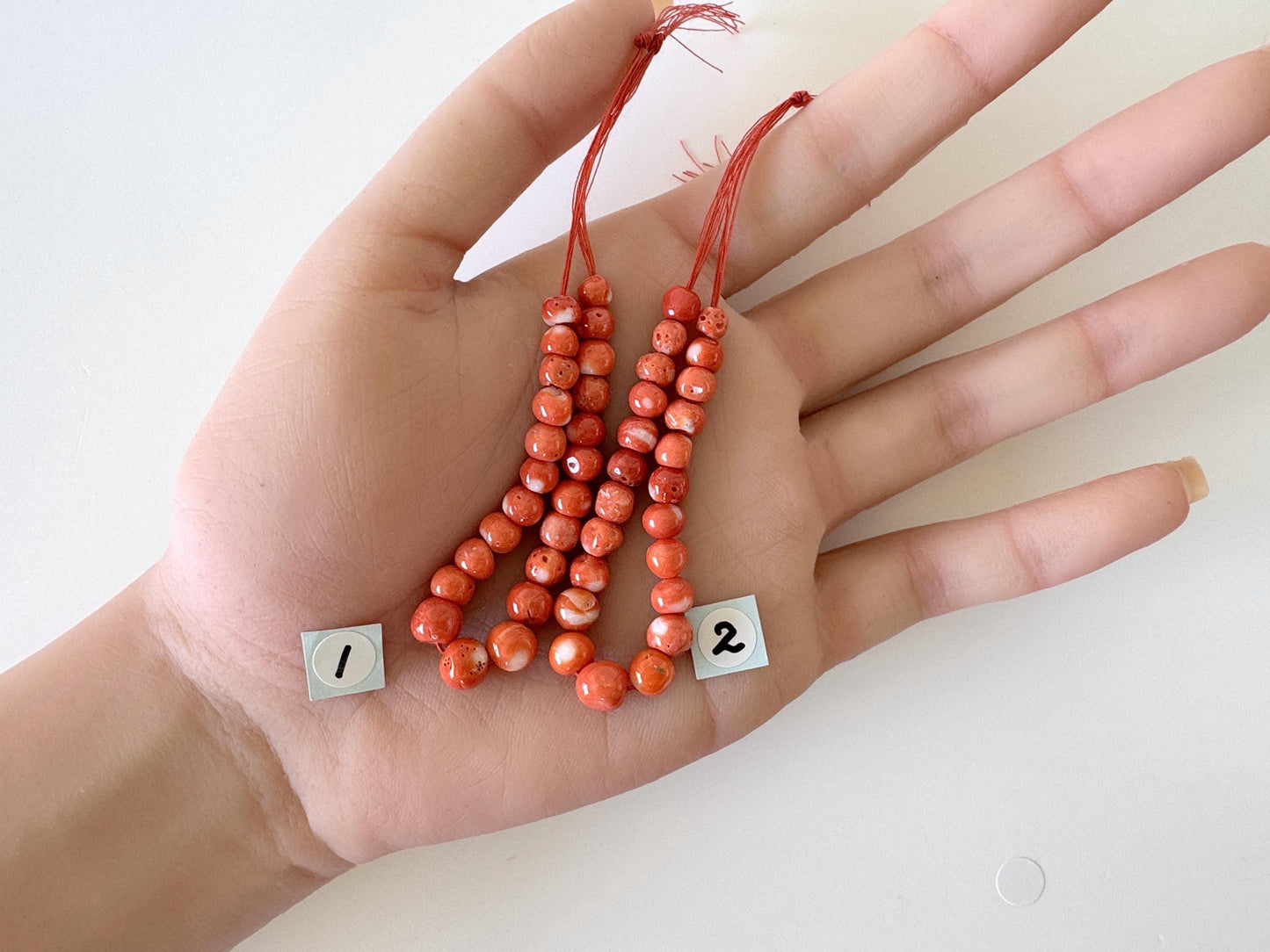 Natural Momo Coral Short Strand Beads, Orange/White Color Coral Beads, 11cm, Genuine Natural Color Japanese Coral Beading Parts
