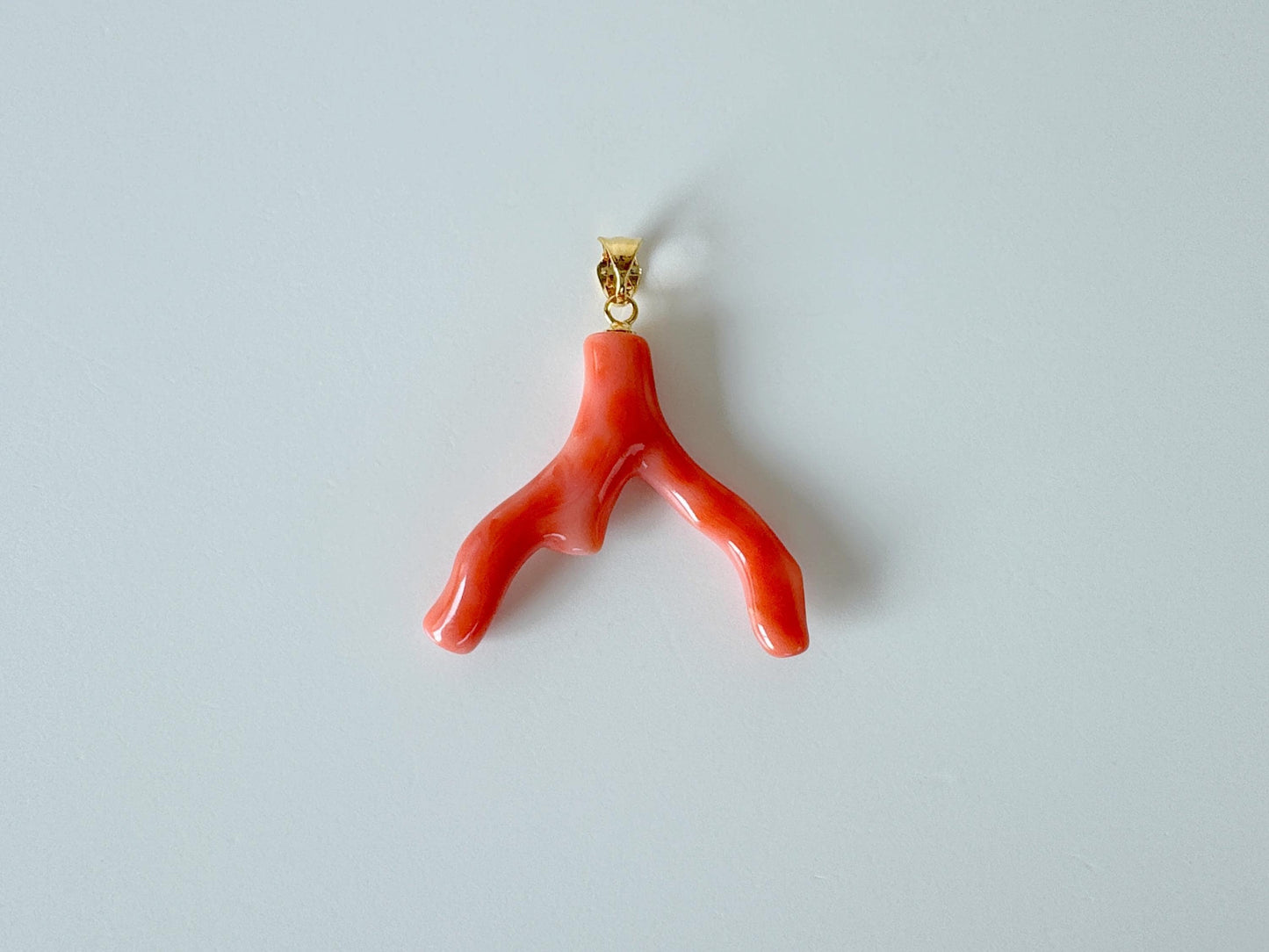 Natural Deep Sea Coral Branch Pendant, 29mm, Natural Orange/Pink color coral branch pendant, Silver (Gold-Plated) bail