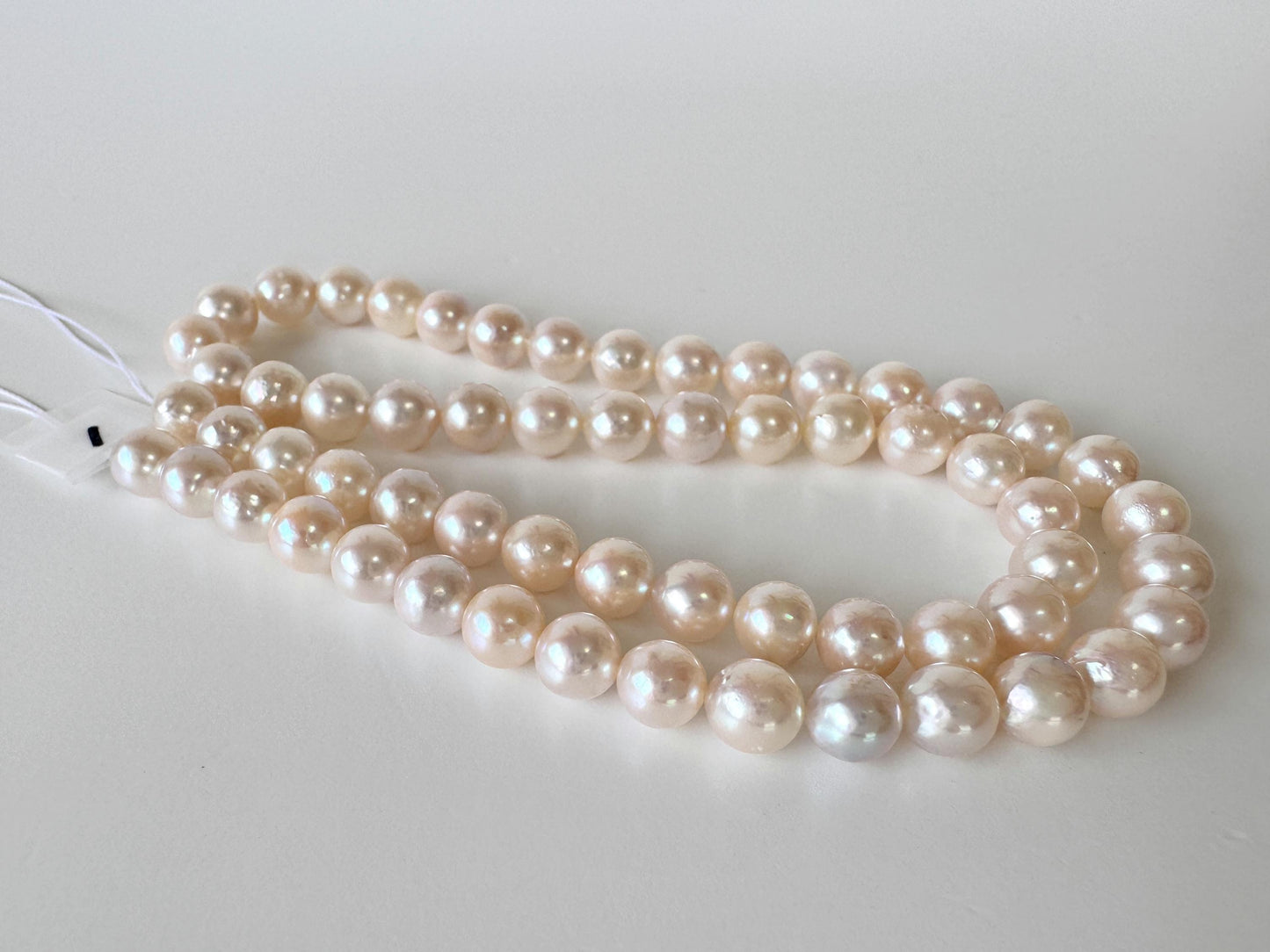 6.5-7mm Japanese White/Pink Akoya Pearl Beads, Genuine Akoya Pearl, Full Strand, 40cm , 15.7", Cultured Salt water pearl