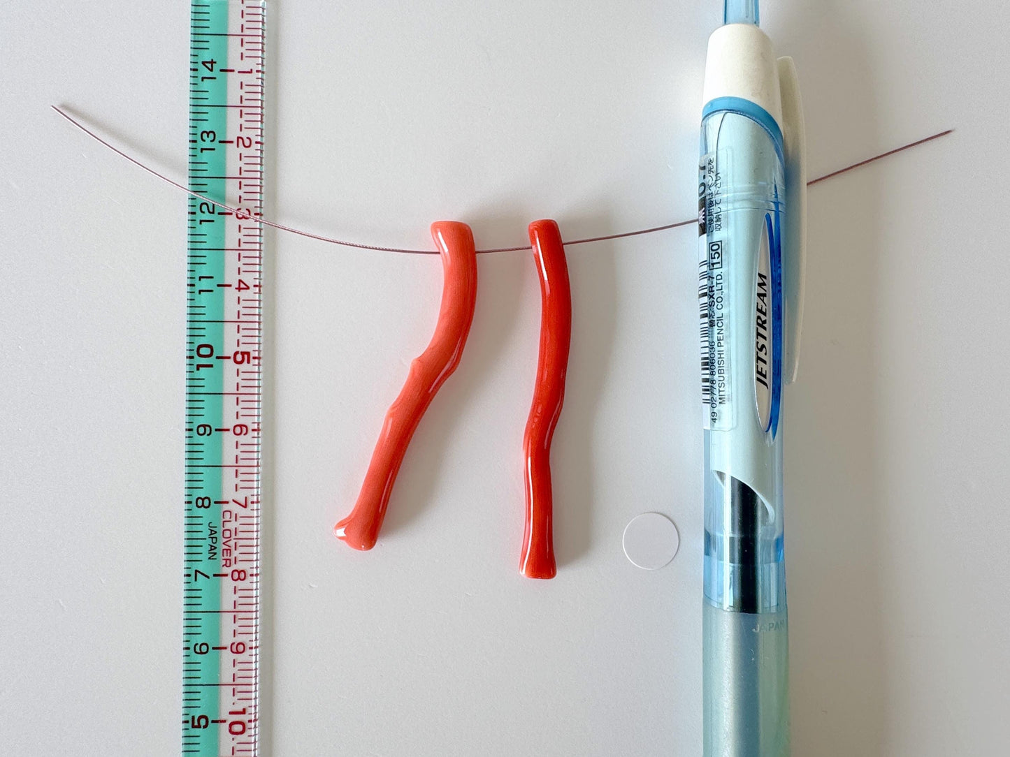 Natural Japanese Momo Coral branches, Set of 2pcs, Natural Orange Color, Side Full-Hole, Genuine Precious Coral, for Jewelry Making