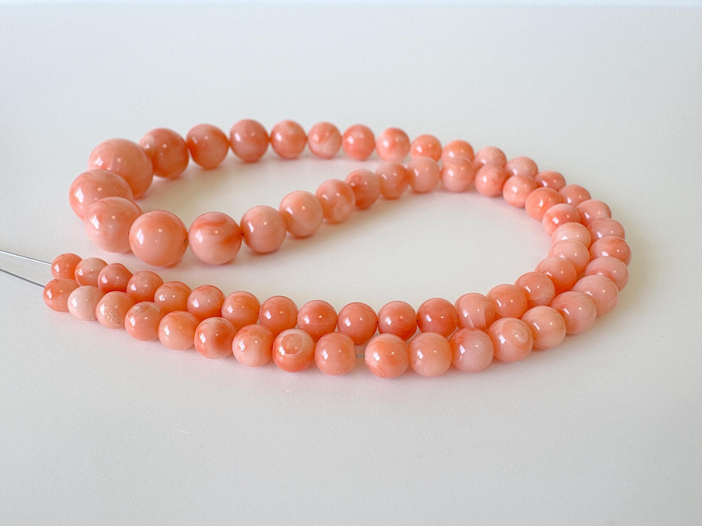 Natural Deep Sea Coral 4.5-11.3mm Round Beads Strand, Genuine Natural Pink / Orange Color, 40.5cm, 15.9in, For Jewelry Making