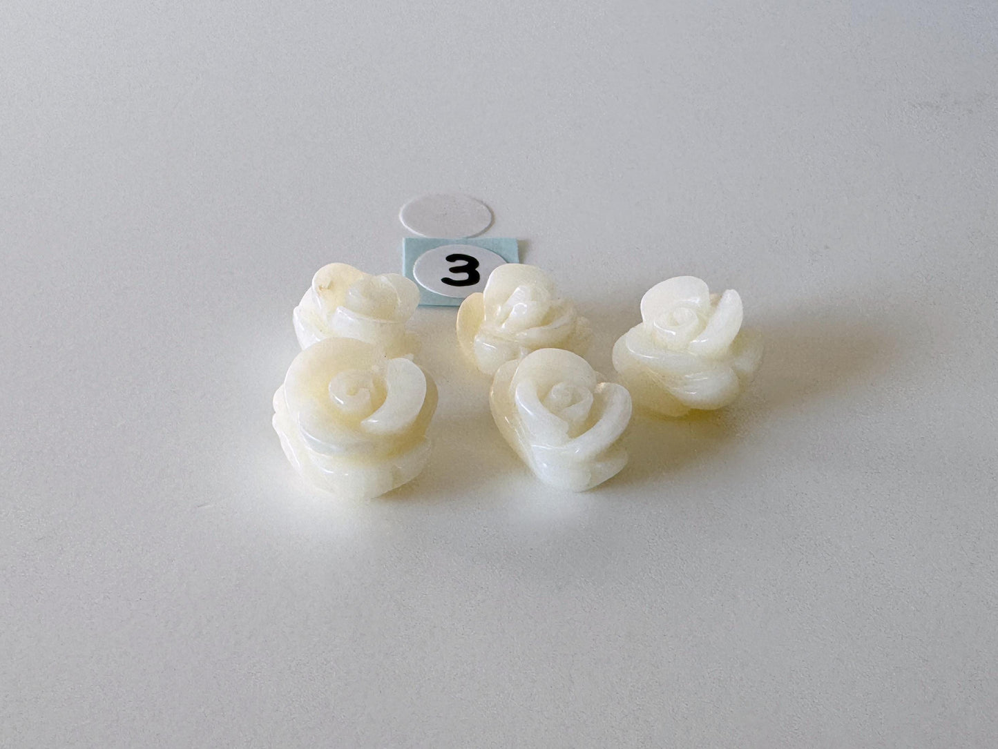 Natural White bamboo Coral Rose Carvings with Imperfection, 9-12mm, White color, Price per set of 2-5 pcs, For Jewelry Making