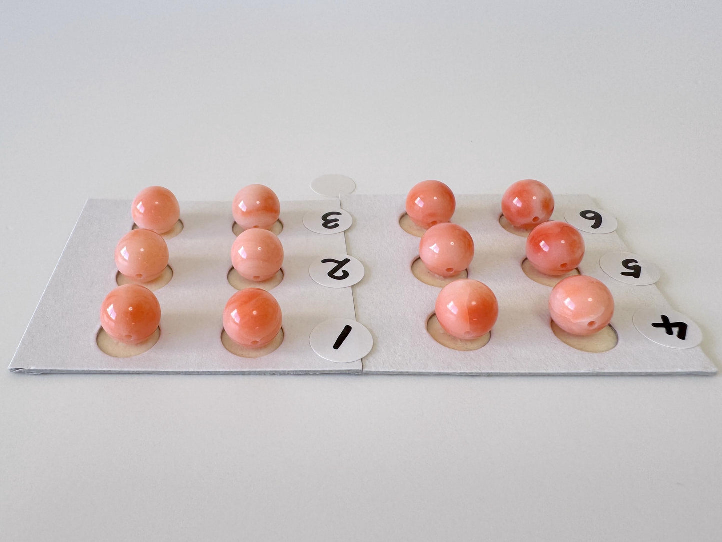 7.5-8mm Full Hole Natural deep sea coral round loose, for earring sets or pendant, price per pair (natural color)