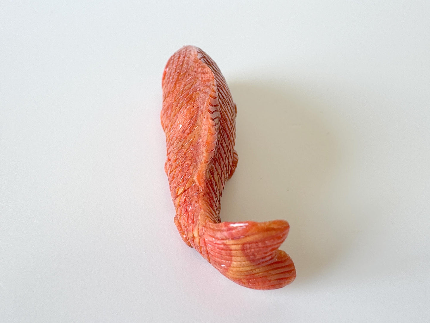 64mm Natural Sponge Coral Carp Carving Loose, Apple Coral Fish Carving, For Display, For Decoration, For Accessory Making