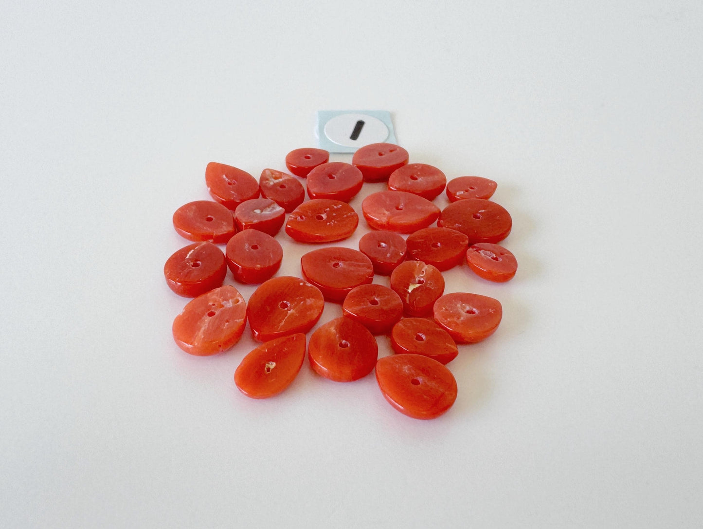 Value-priced, Natural red Mediterranean coral loose Pear shape cabochon for a set of 26-27pcs, For jewelry making, Natural color