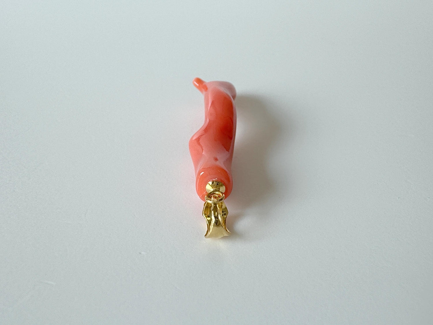 Natural Deep Sea Coral Branch Pendant, 40mm, Natural Orange/Pink color coral branch pendant, Silver (Gold-Plated) bail