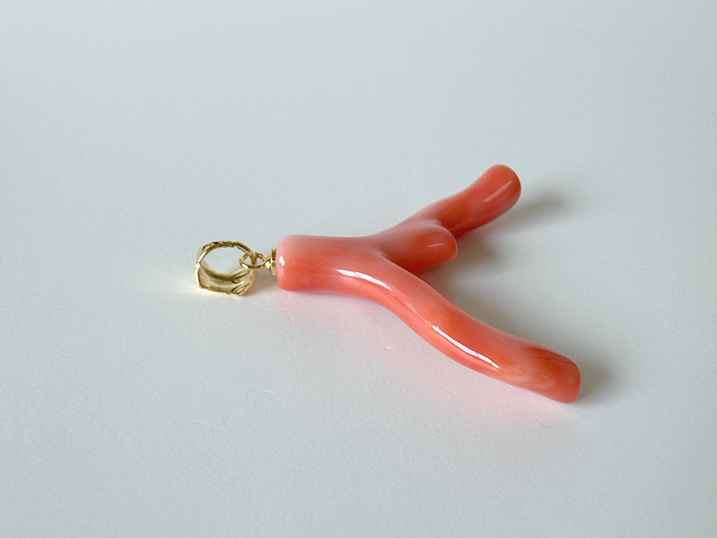 Natural Deep Sea Coral Branch Pendant, 29mm, Natural Orange/Pink color coral branch pendant, Silver (Gold-Plated) bail