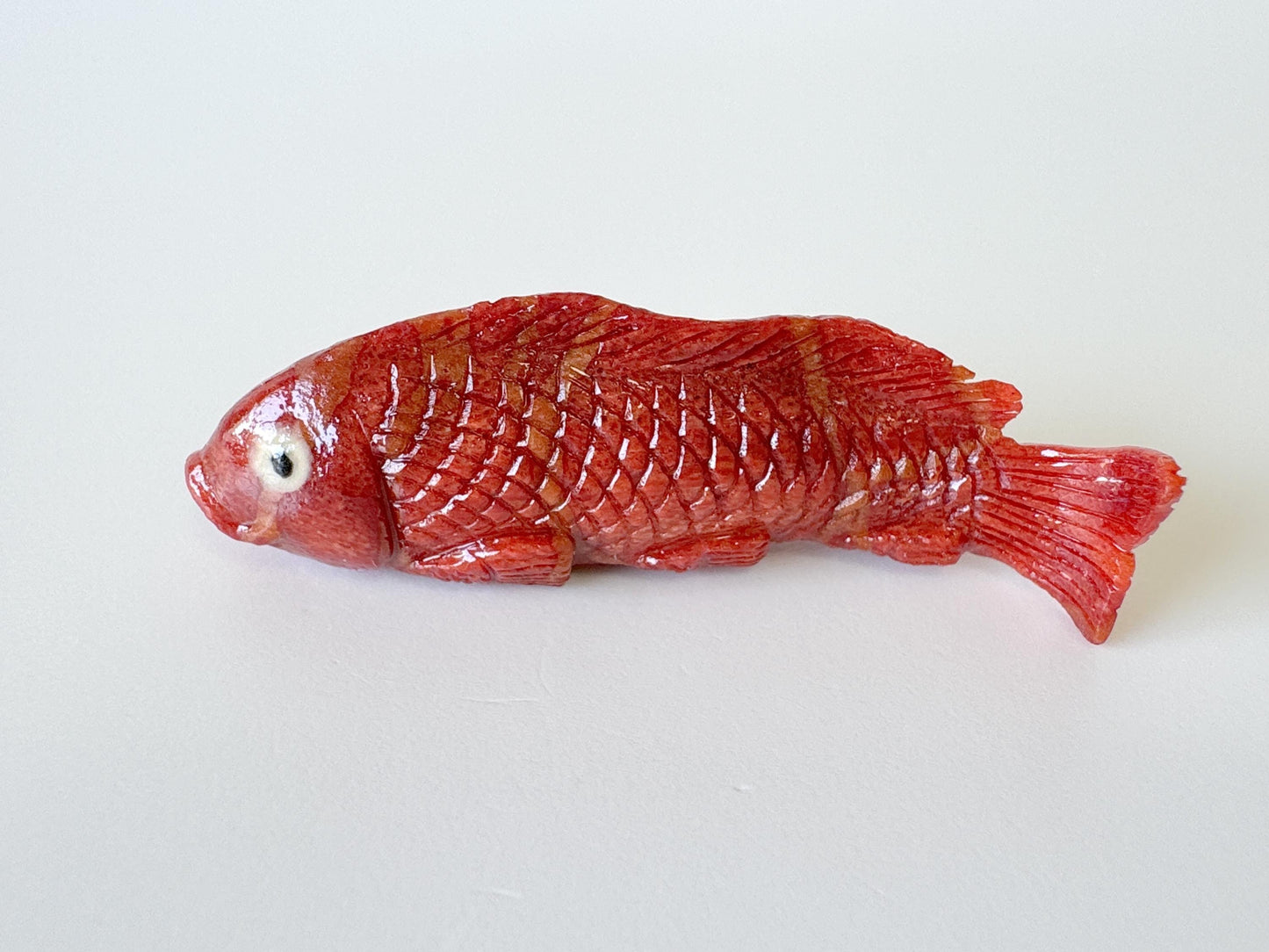 52mm Natural Sponge Coral Carp Carving Loose, Apple Coral Fish Carving, For Display, For Decoration, For Accessory Making