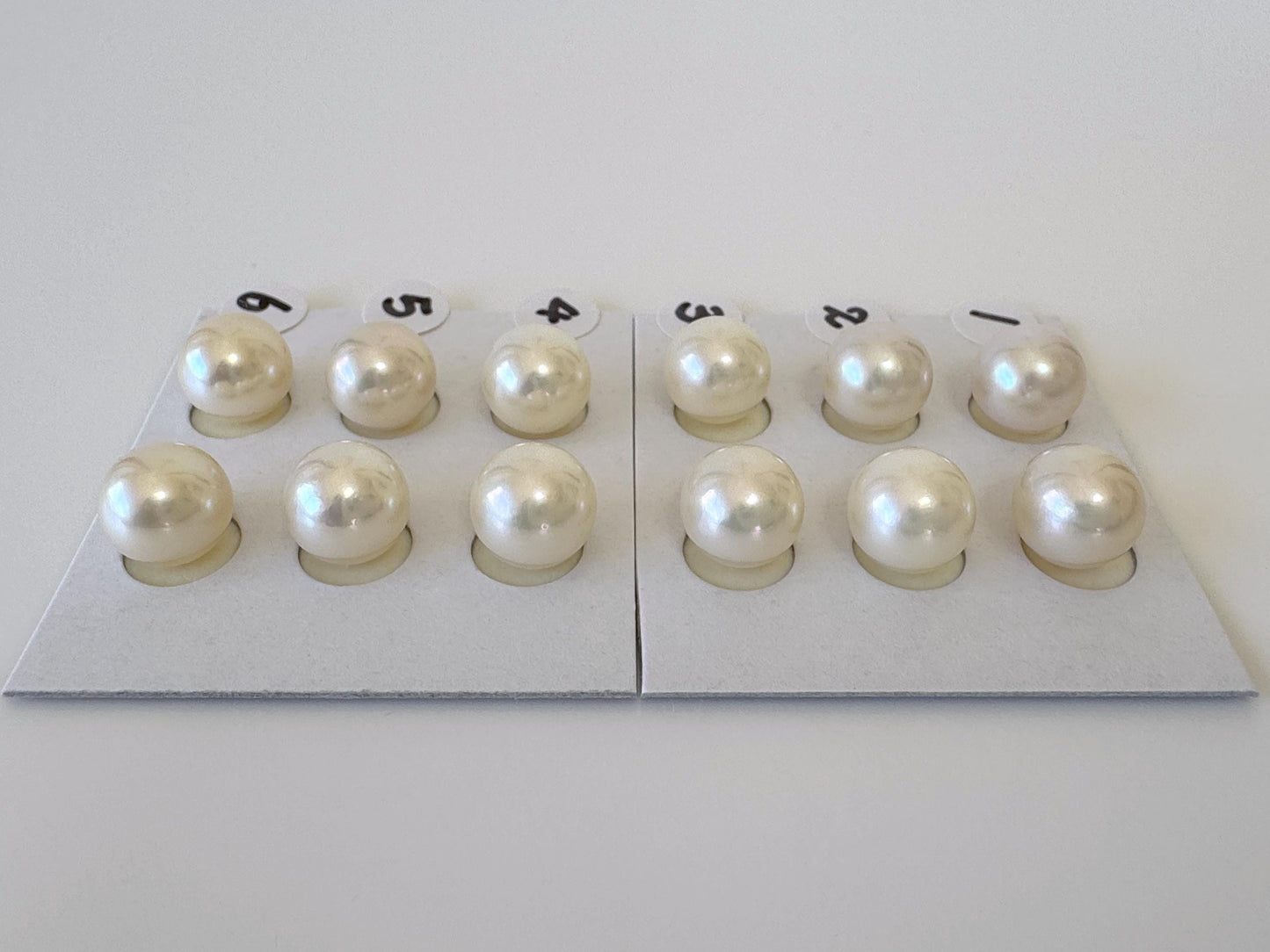 Japanese Cultured Akoya pearl 8.5-9mm, Natural Cream Color, Half-Drilled Round loose, Price per pair, Salt water pearl