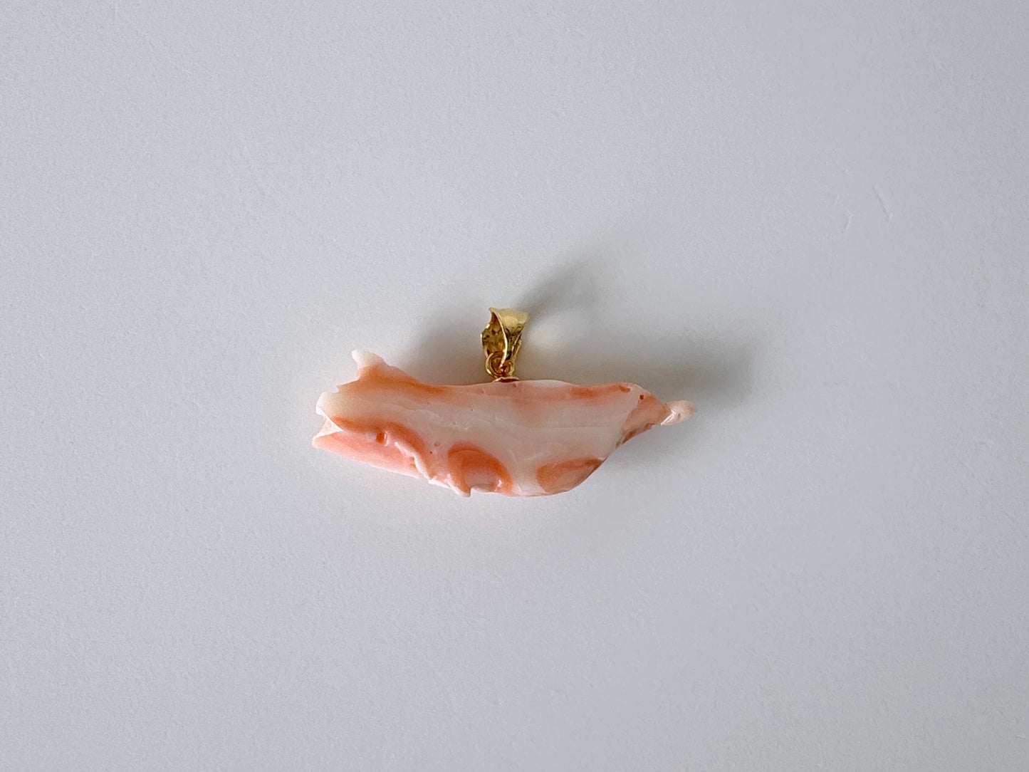 Natural Deep Sea Coral Bird Carving Pendant, Natural Pink Color Coral, Silver (Gold-plated) Bail, Hand Carved