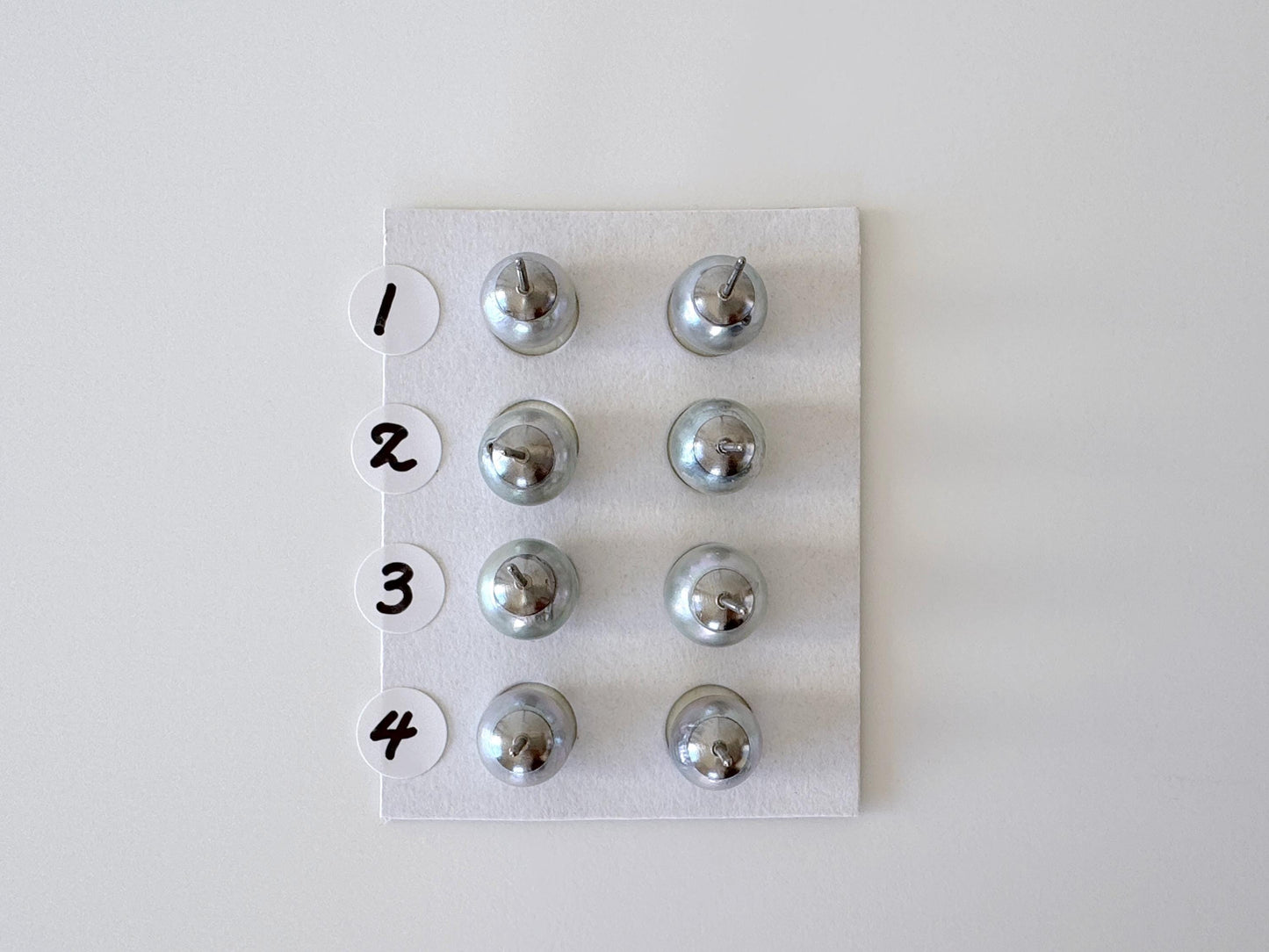 Japanese Blue/Silver (Treated) Akoya Pearl Stud Earrings , 8mm, Titanium Post/Ear Nuts, Genuine Akoya Pearl, Salt water pearl, Value-priced