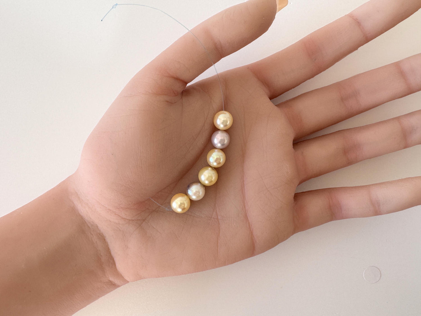 Japanese Akoya Pearl Beads: Natural Blue Silver Yellow - Cultured Saltwater Pearls, 7.5-8mm, Mini Strand Craft Supplies, 6 Pcs Strand