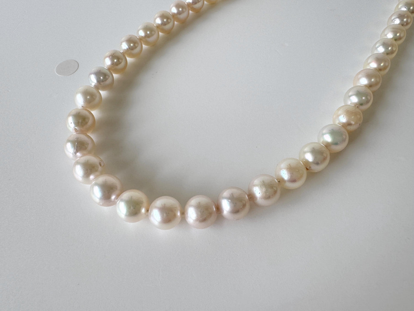 Necklace, 6.9-8.3mm Japanese White Akoya Pearl Necklace with Silver Clasp, Genuine Akoya Pearl, 45cm, 17.7in, Cultured Salt water pearl